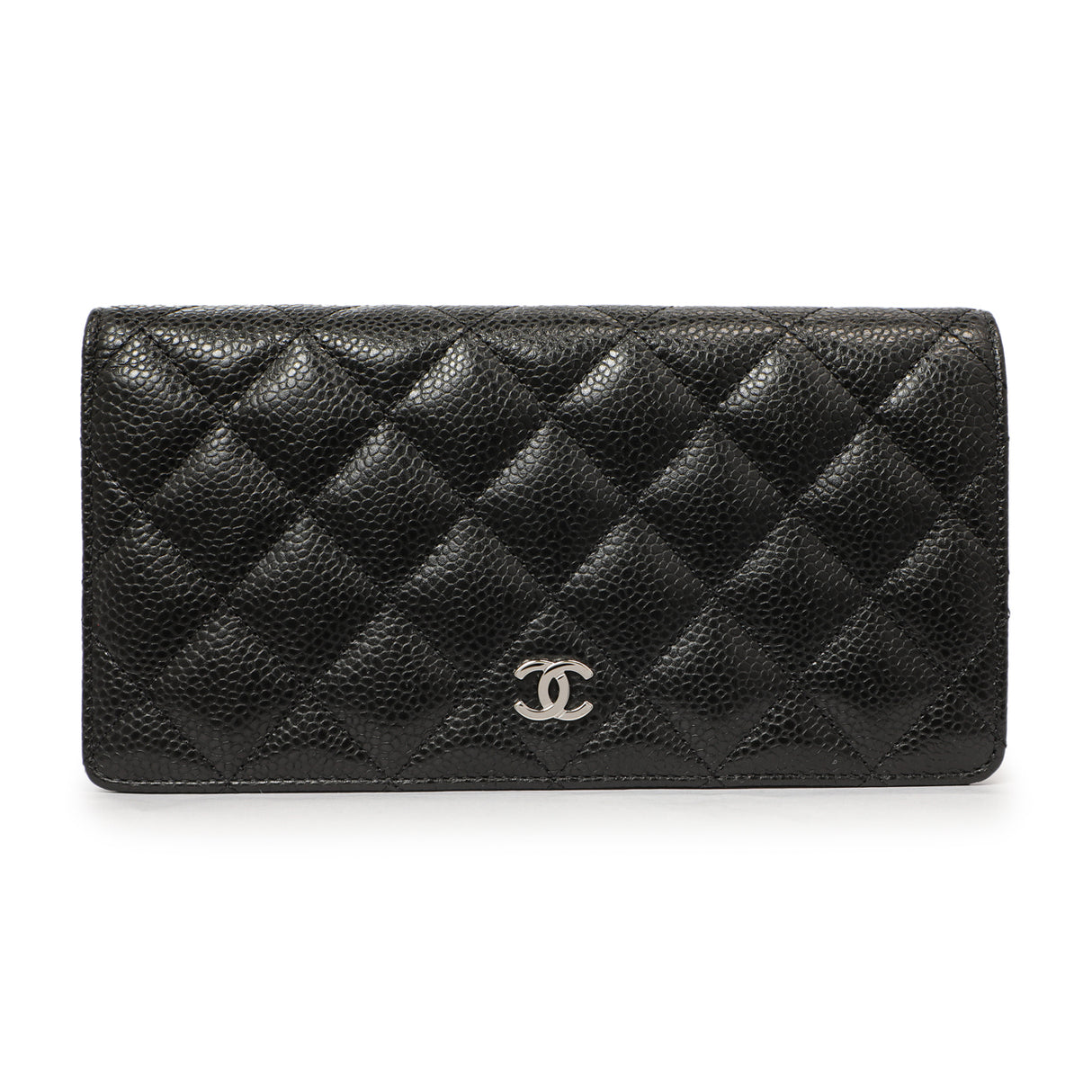 Chanel Black Quilted Caviar Yen Wallet Accessories Chanel