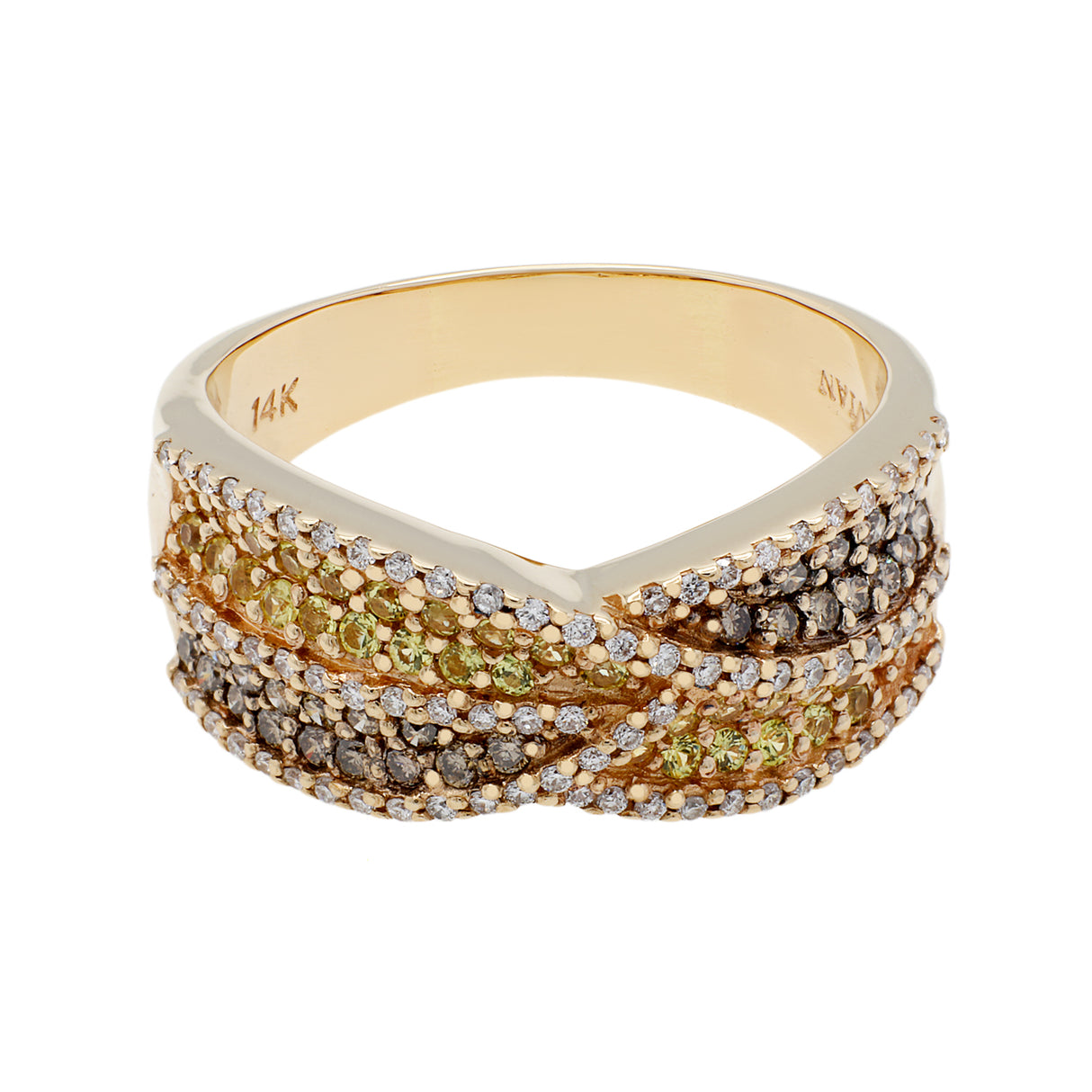 14K Yellow Gold 1.17 Carat Fancy Yellow & Brown Diamonds Fine Jewellery Modaselle