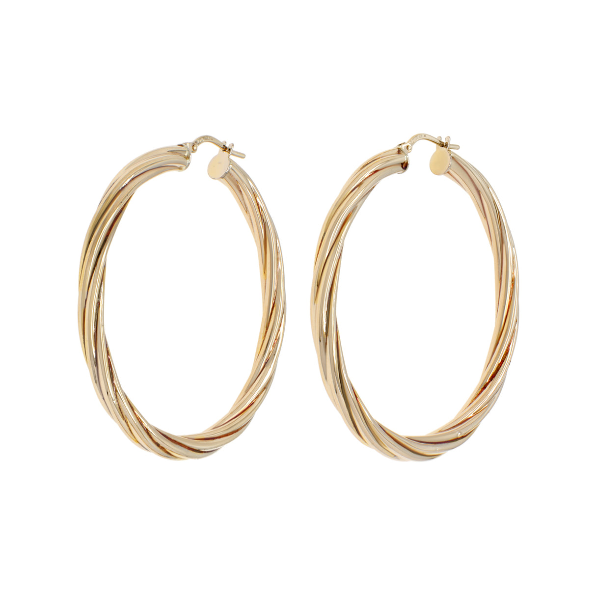 10K Yellow Gold Twist Hoop Earrings Fine Jewellery Modaselle