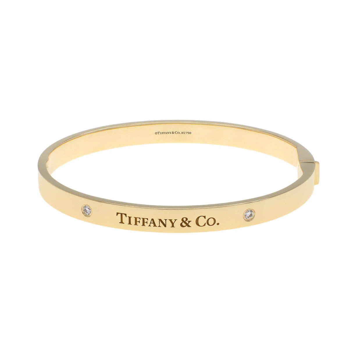Tiffany & Co. 18K Yellow Gold Diamond Hinged Bangle Designer Jewellery Tiffany and Co