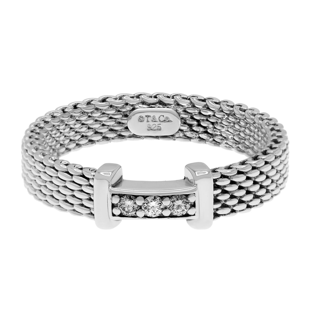 Tiffany & Co. Sterling Silver Diamond Narrow Somerset Ring Designer Jewellery Tiffany and Co