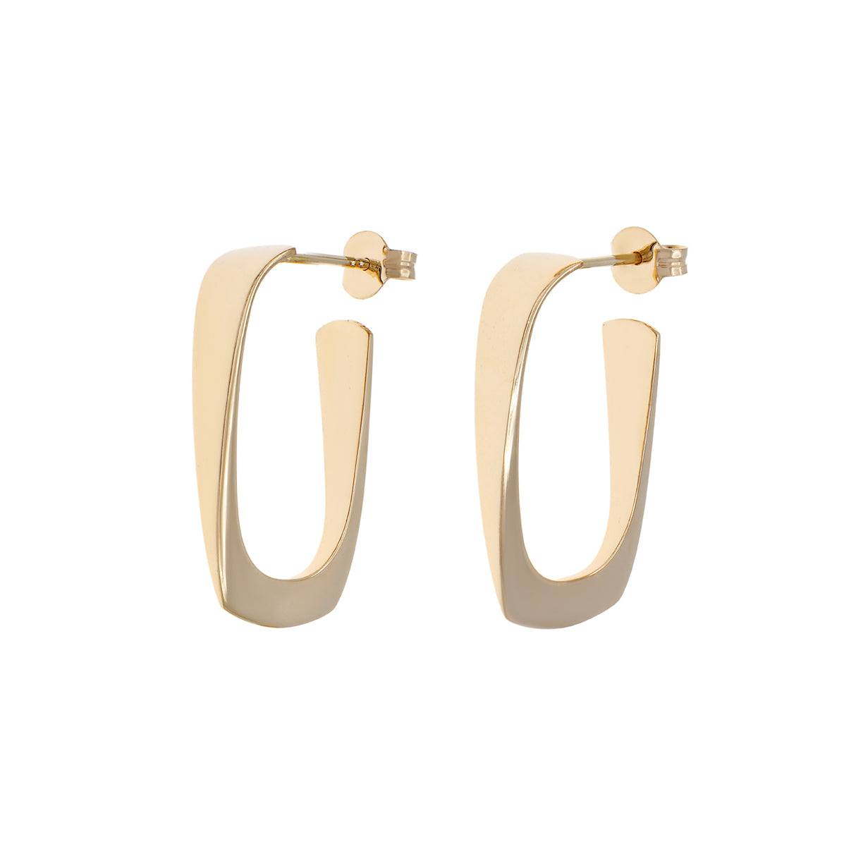 14K Yellow Gold Rectangular Hoop Earrings Fine Jewellery Modaselle
