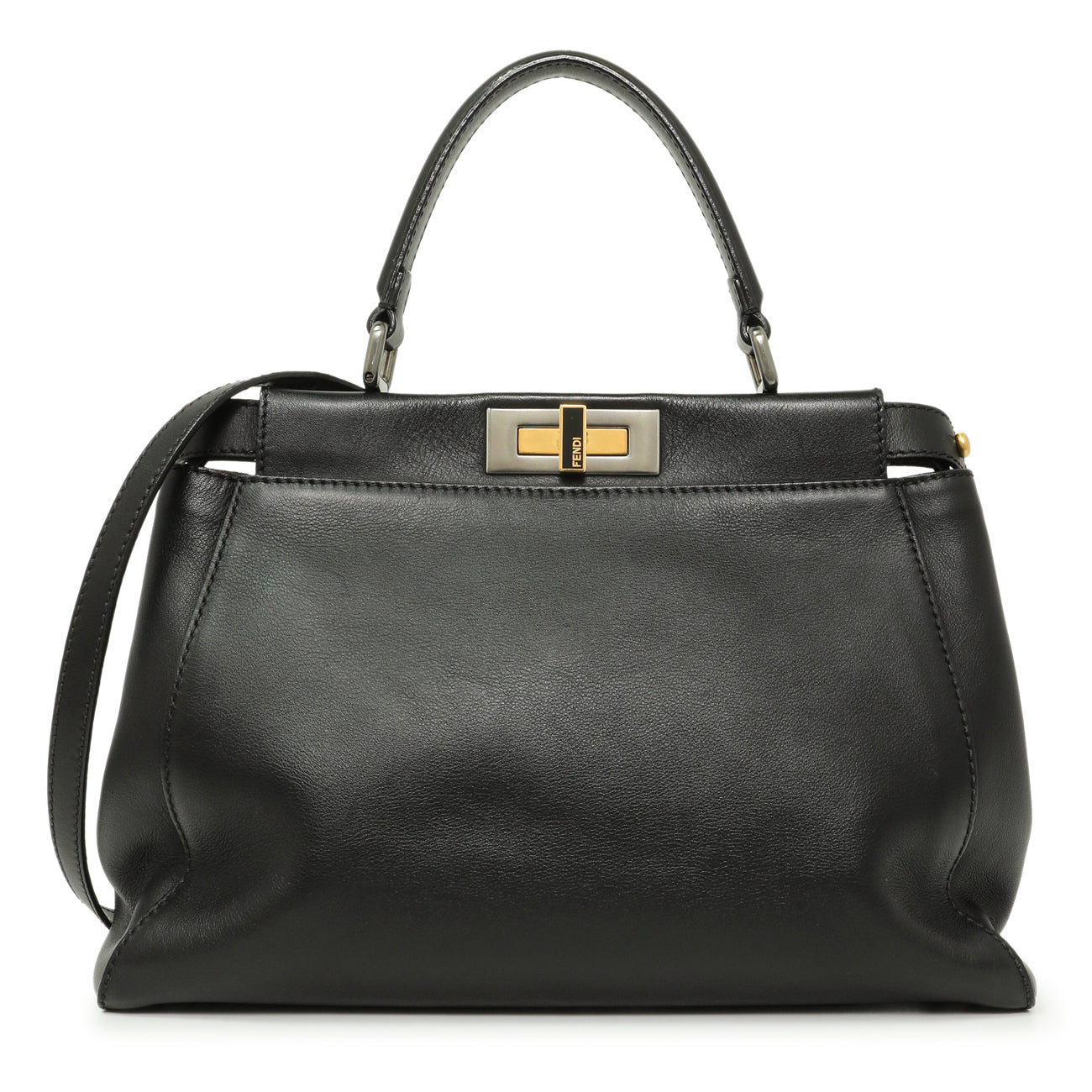 Fendi Black Vitello Seta Medium Peekaboo Iconic Satchel – Modaselle