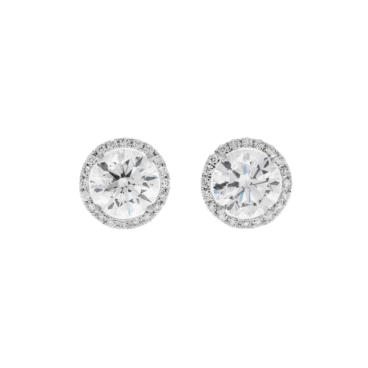 18K White Gold 1.44 Carat Diamond Halo Stud Earrings Fine Jewellery Modaselle