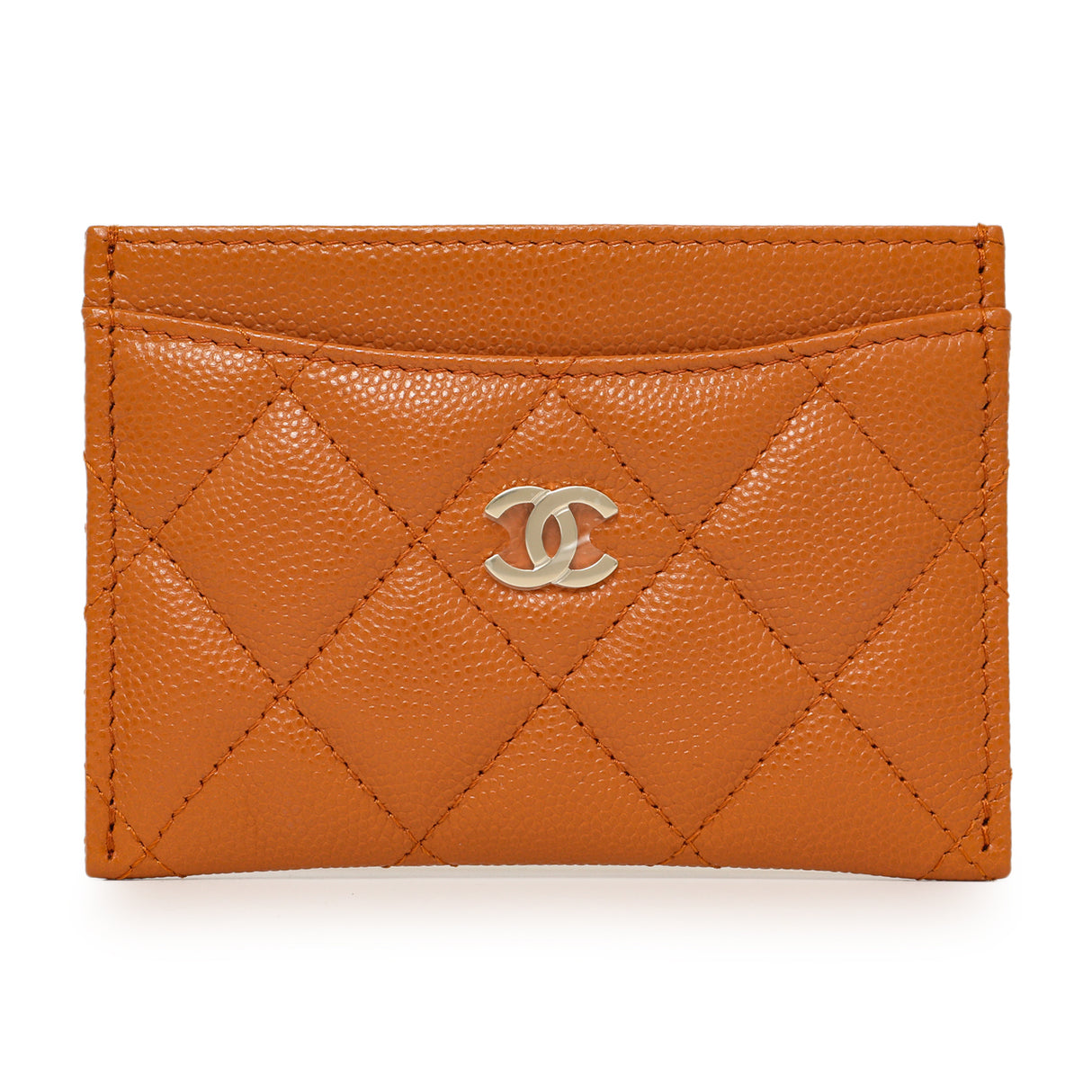 Chanel Caramel Quilted Caviar Card Holder Accessories Chanel