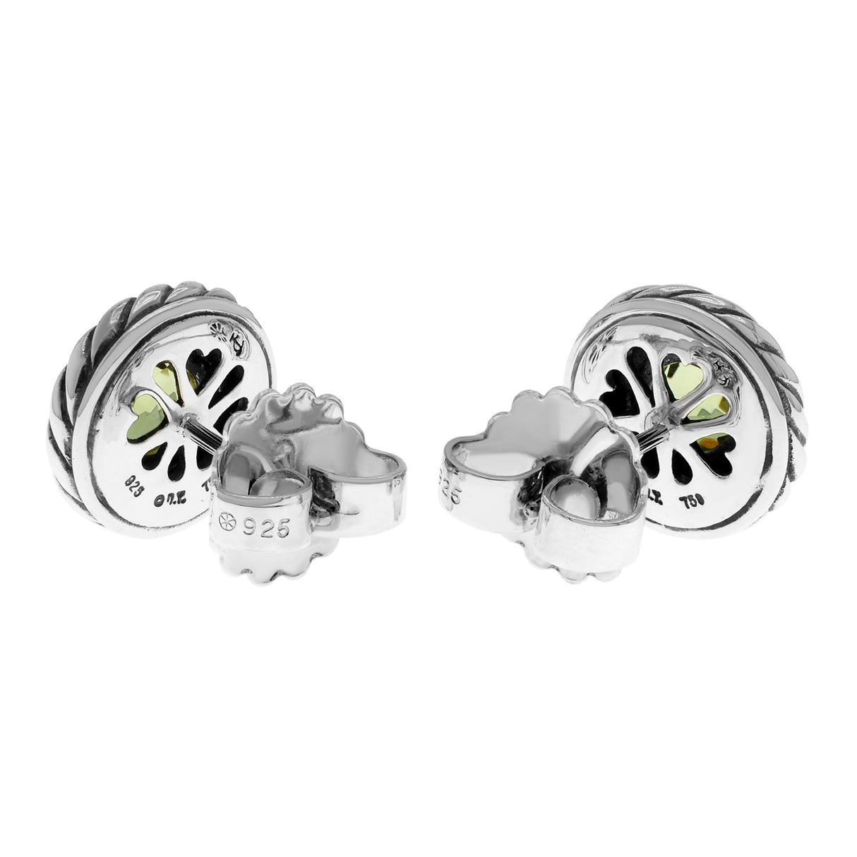 David Yurman Sterling Silver 18K Yellow Gold Peridot Cookie Cable Earrings Designer Jewellery David Yurman