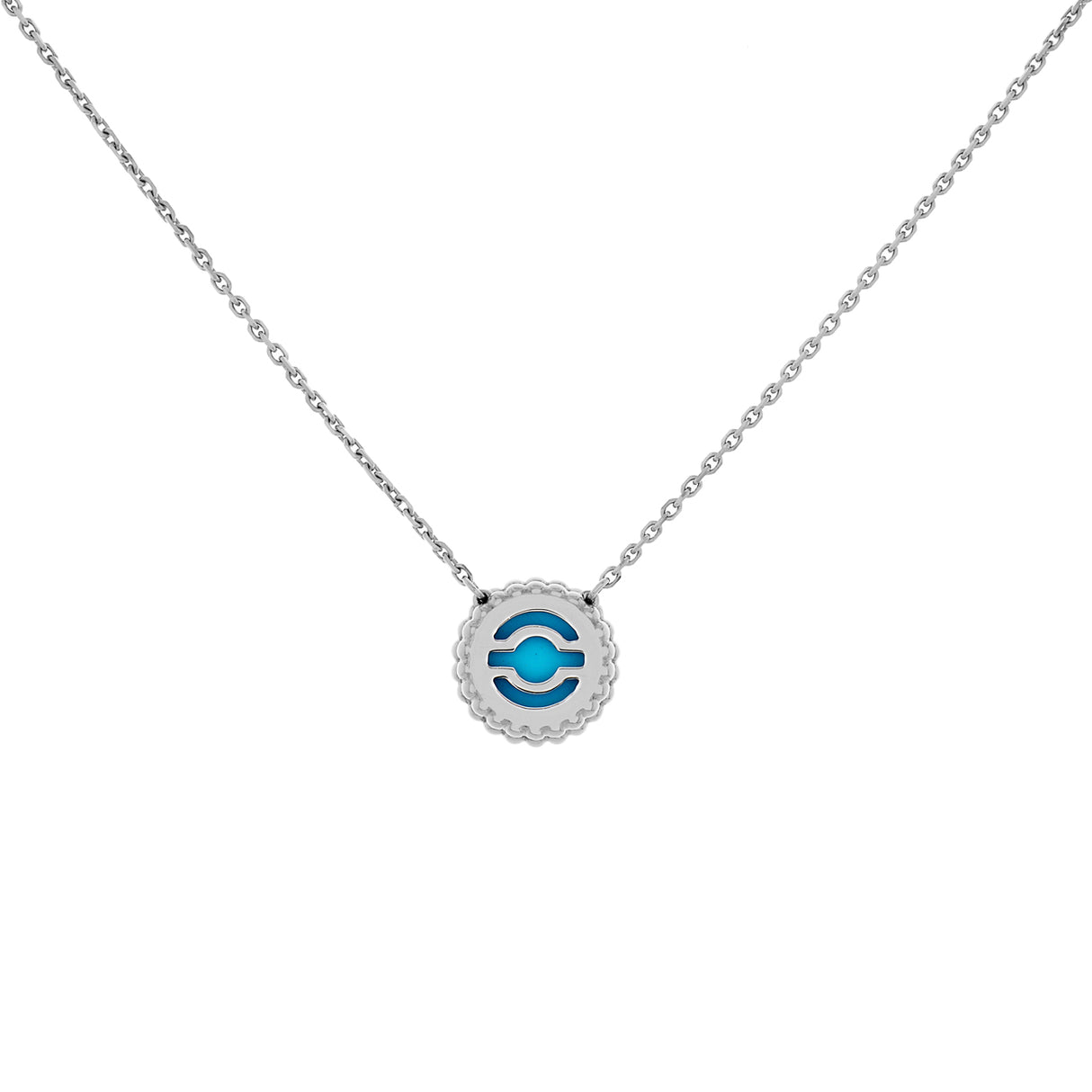 Van Cleef & Arpels 18K White Gold Turquoise Perlée Couleurs Pendant Designer Jewellery Van Cleef and Arpels