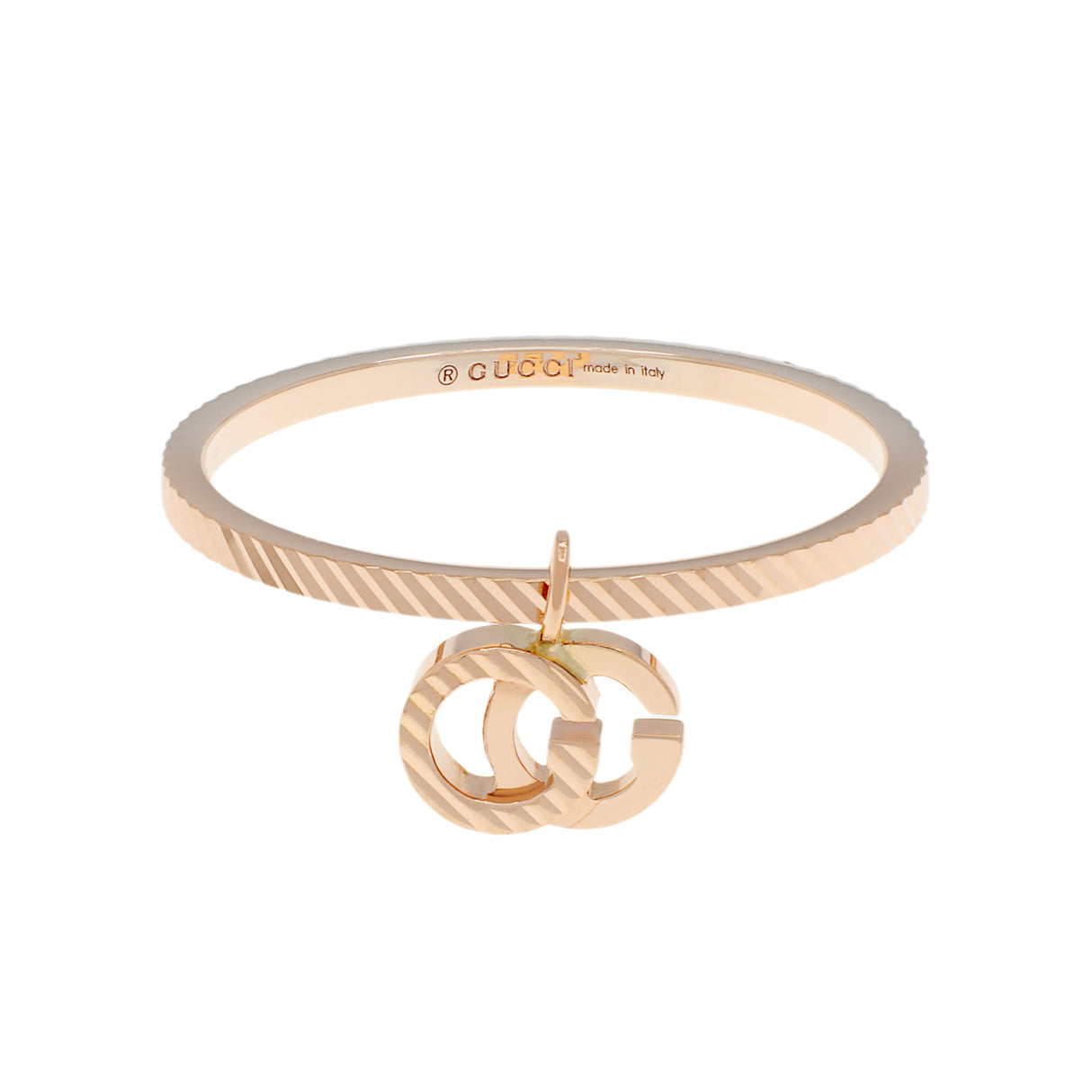 Gucci 18K Rose Gold GG Running Charm Ring Designer Jewellery Gucci