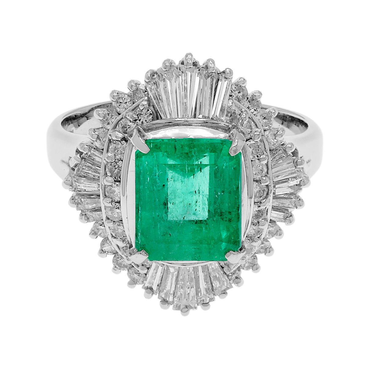 Platinum 2.44 Carat Emerald Diamond Ring Fine Jewellery Modaselle