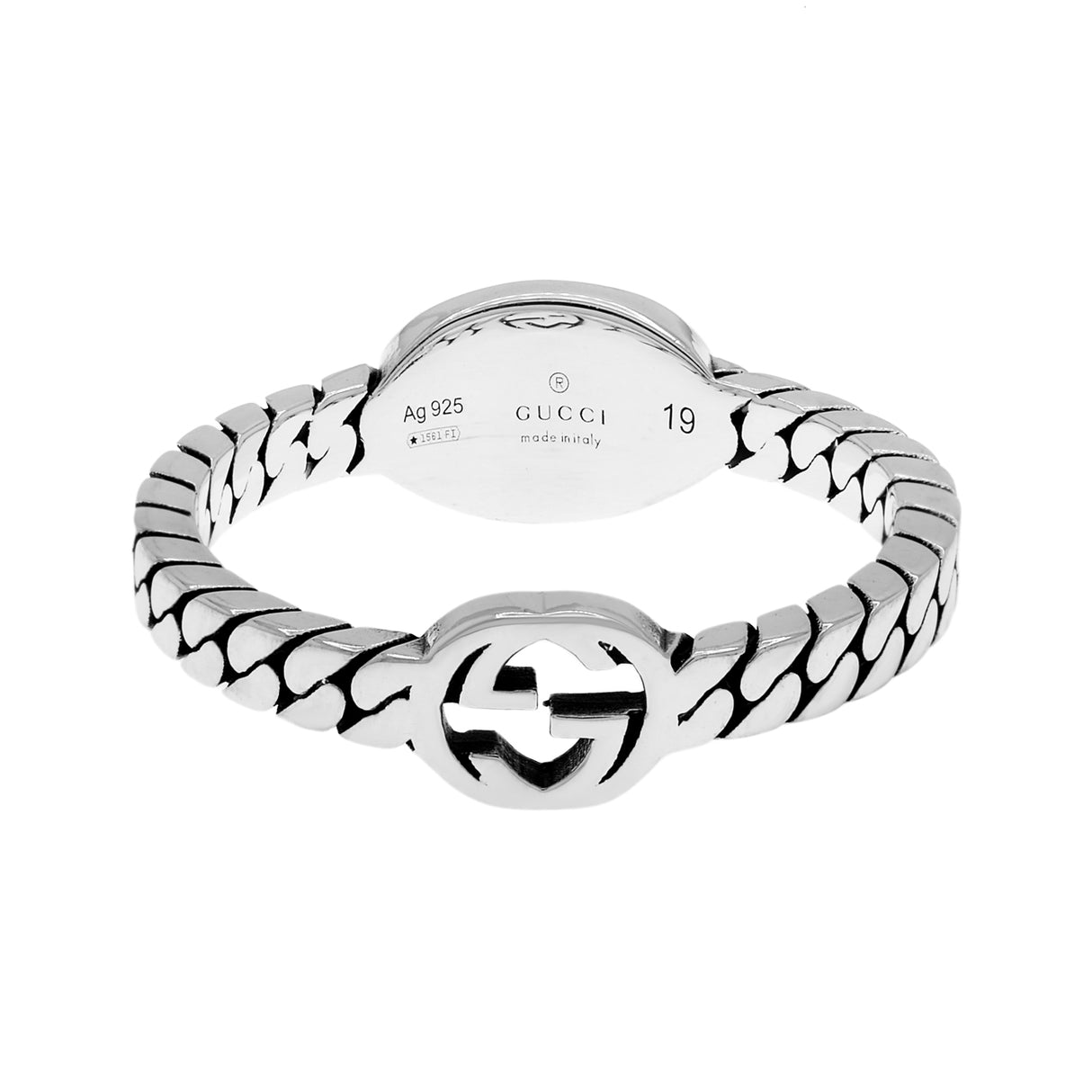 Gucci Sterling Silver Enamel Interlocking G Chain Ring Designer Jewellery Gucci