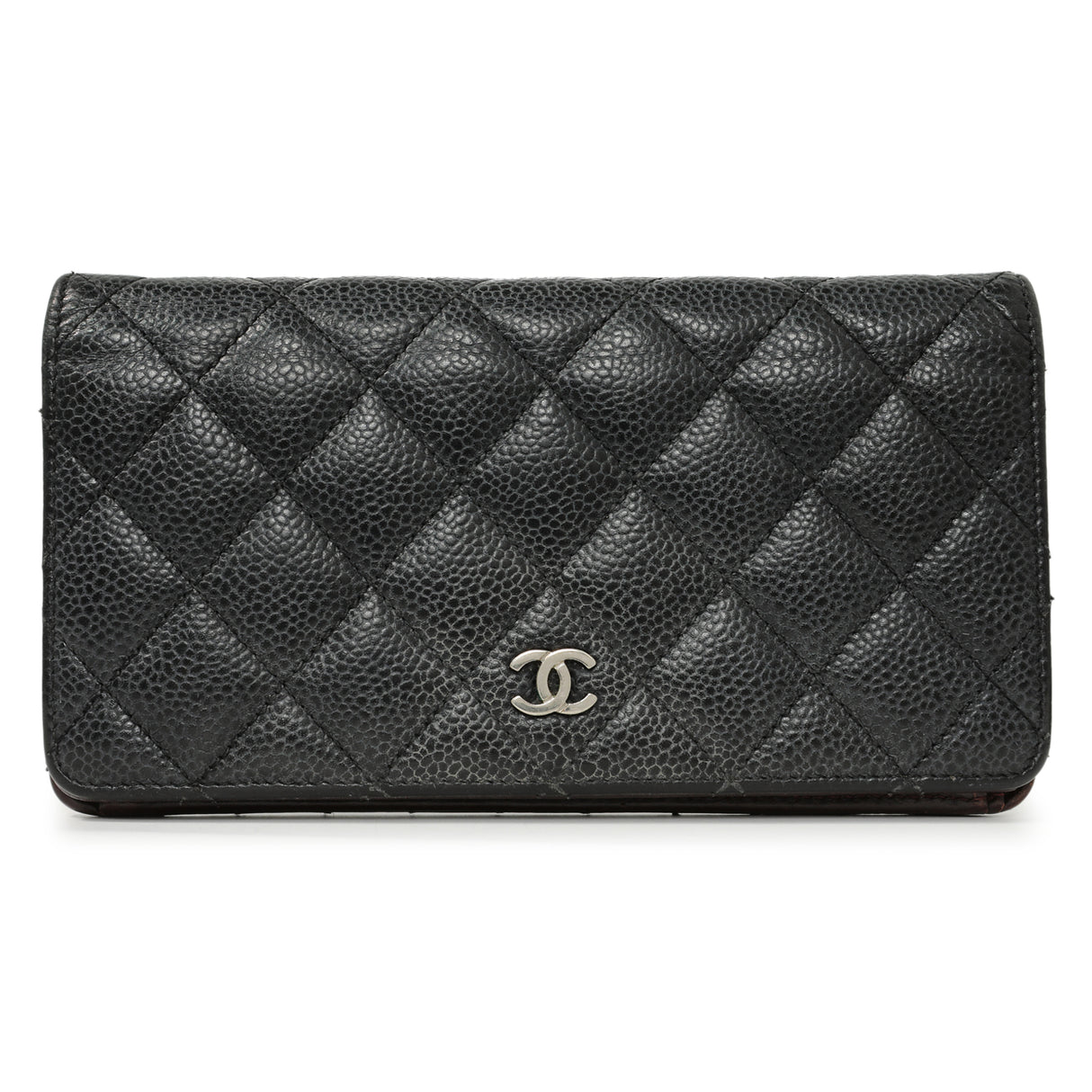 Chanel Black Quilted Caviar Yen Wallet Accessories Chanel