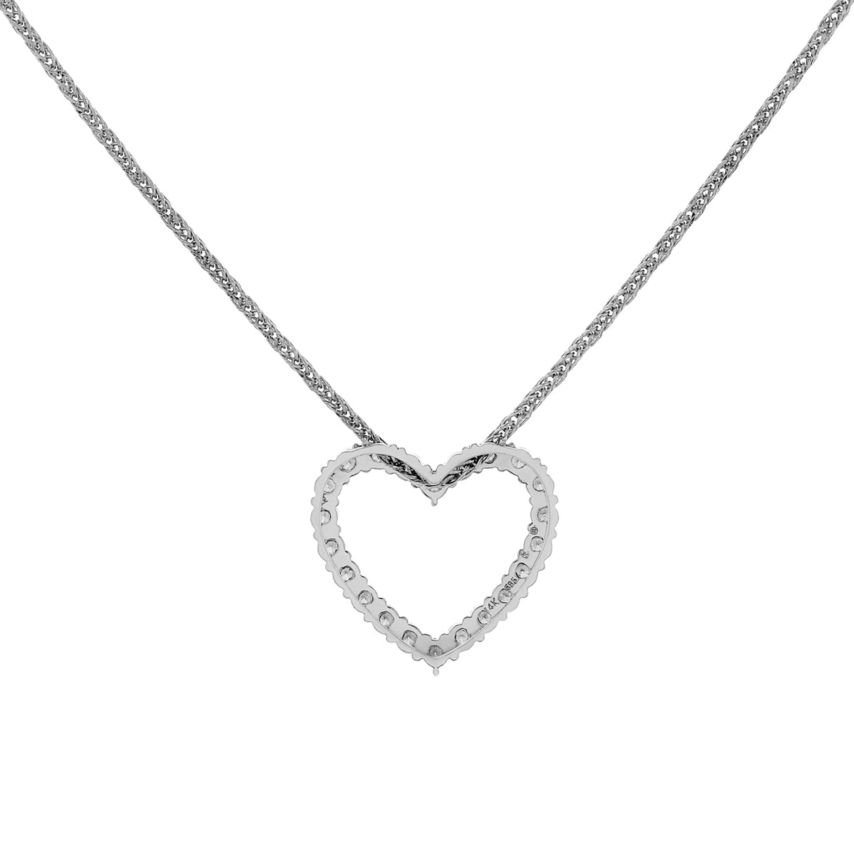 14K White Gold 3.36 Carat Diamond Heart Pendant Fine Jewellery Modaselle