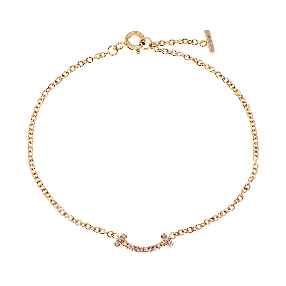 Tiffany & Co. 18K Rose Gold Diamond T Smile Bracelet Designer Jewellery Modaselle