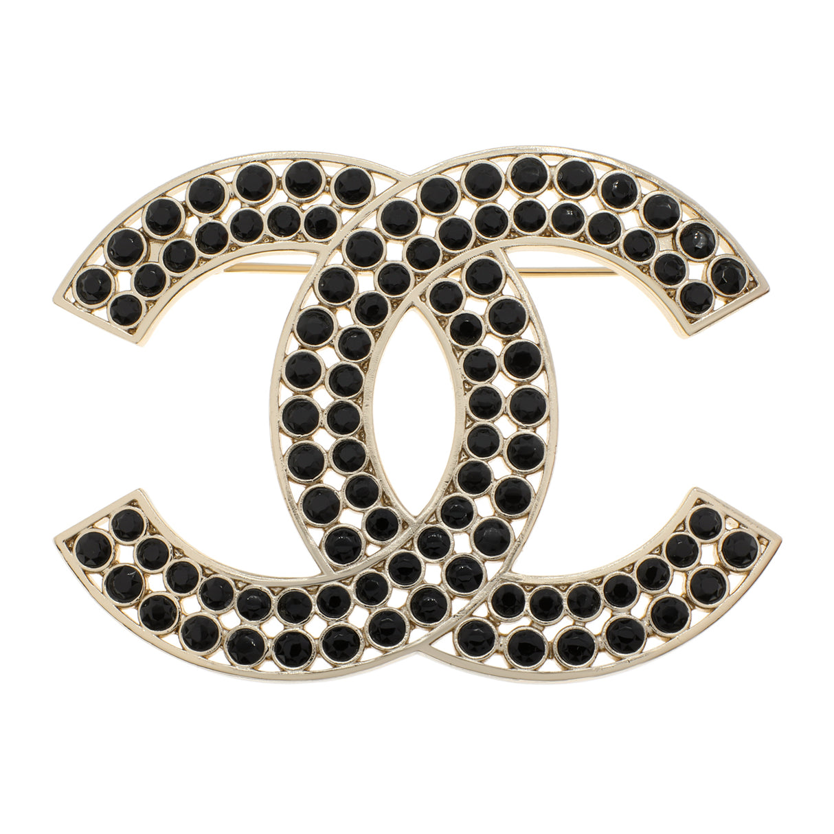 Chanel Black Crystal CC Brooch Accessories Chanel