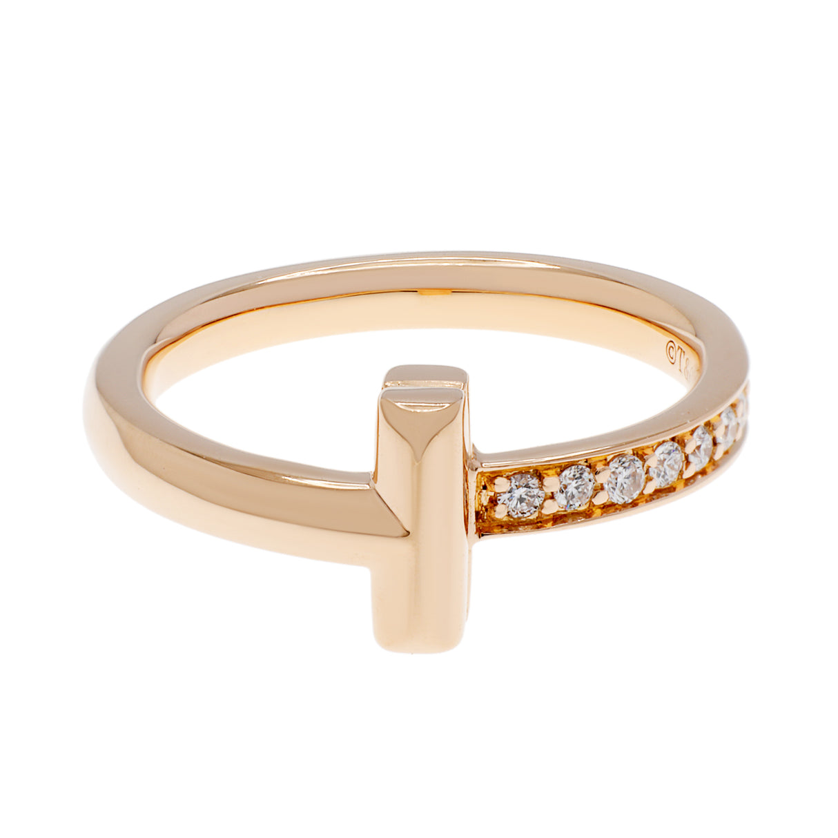 Tiffany & Co. 18K Rose Gold Diamond T1 Ring Designer Jewellery Tiffany and Co