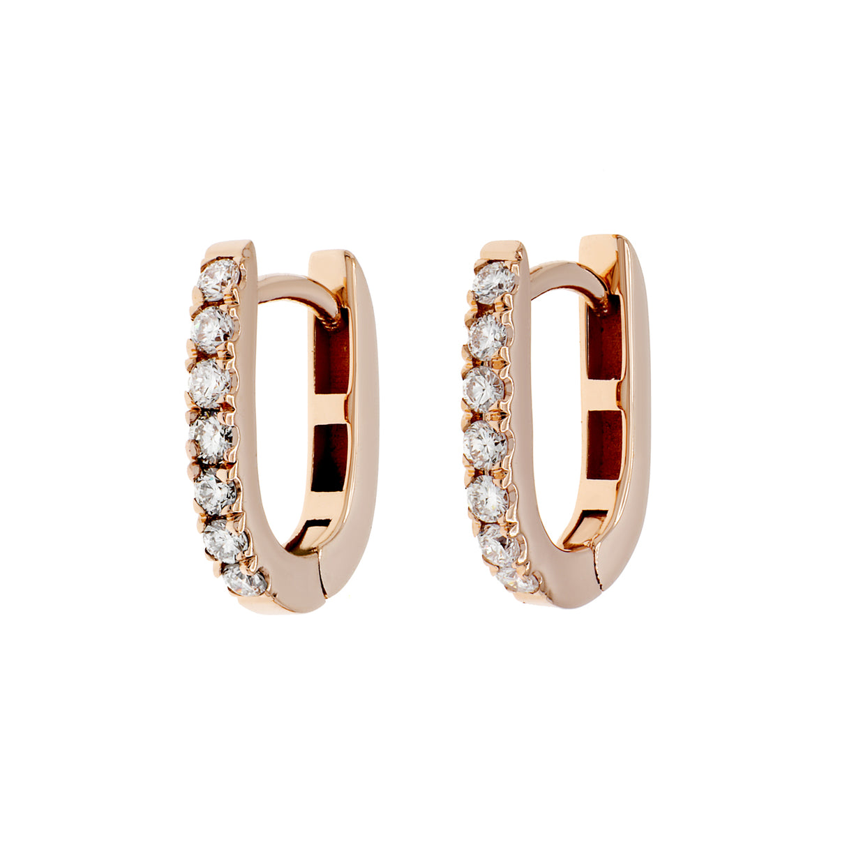 18K Rose Gold Diamond Huggie Earrings Fine Jewellery Modaselle