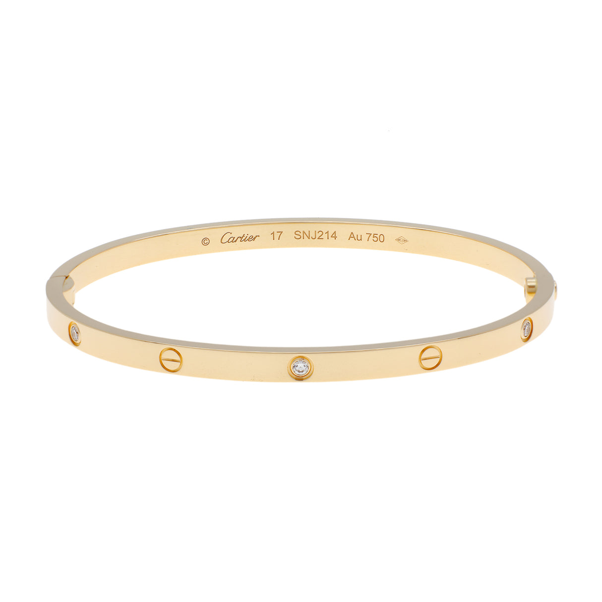 Cartier 18K Yellow Gold 6 Diamond Small Love Bracelet Designer Jewellery Cartier