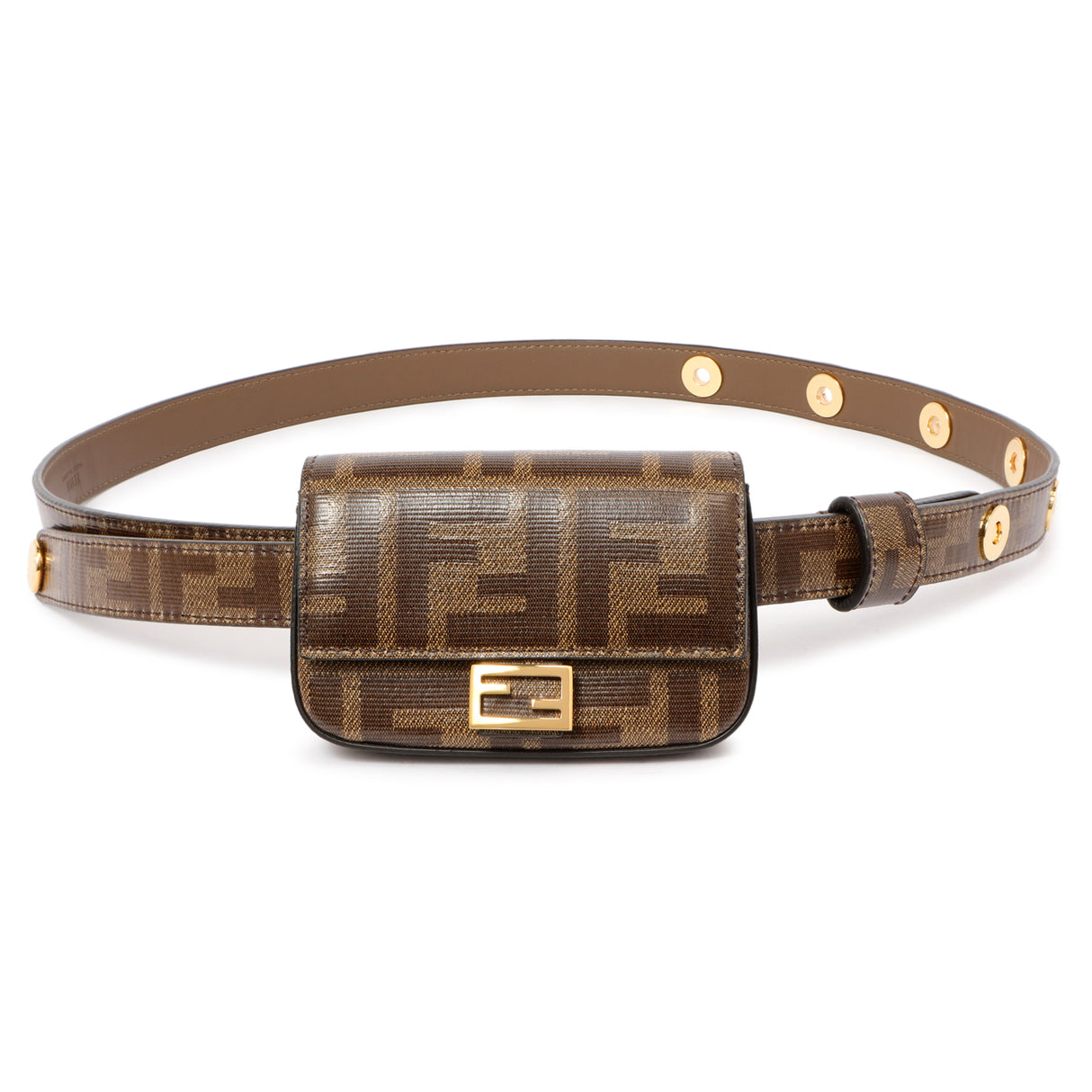 Fendi Glazed Canvas Vitello Century FF 1974 Nano Baguette Belt Bag Handbags Fendi