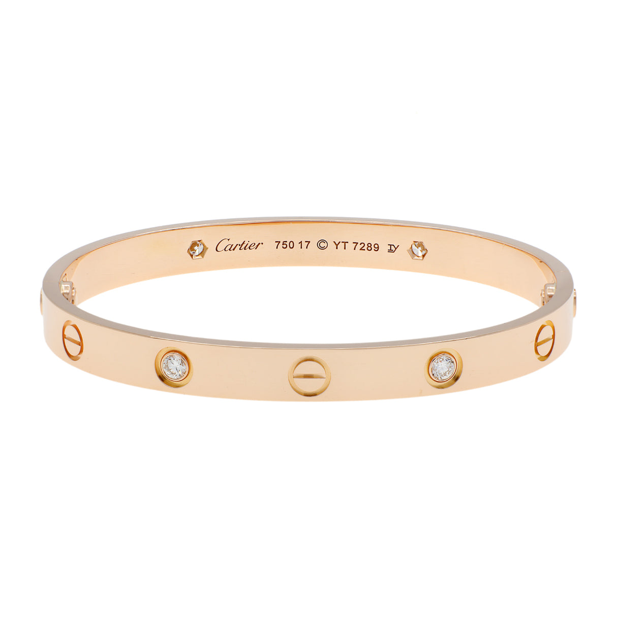 Cartier 18K Rose Gold 4 Diamond Love Bracelet Designer Jewellery Cartier