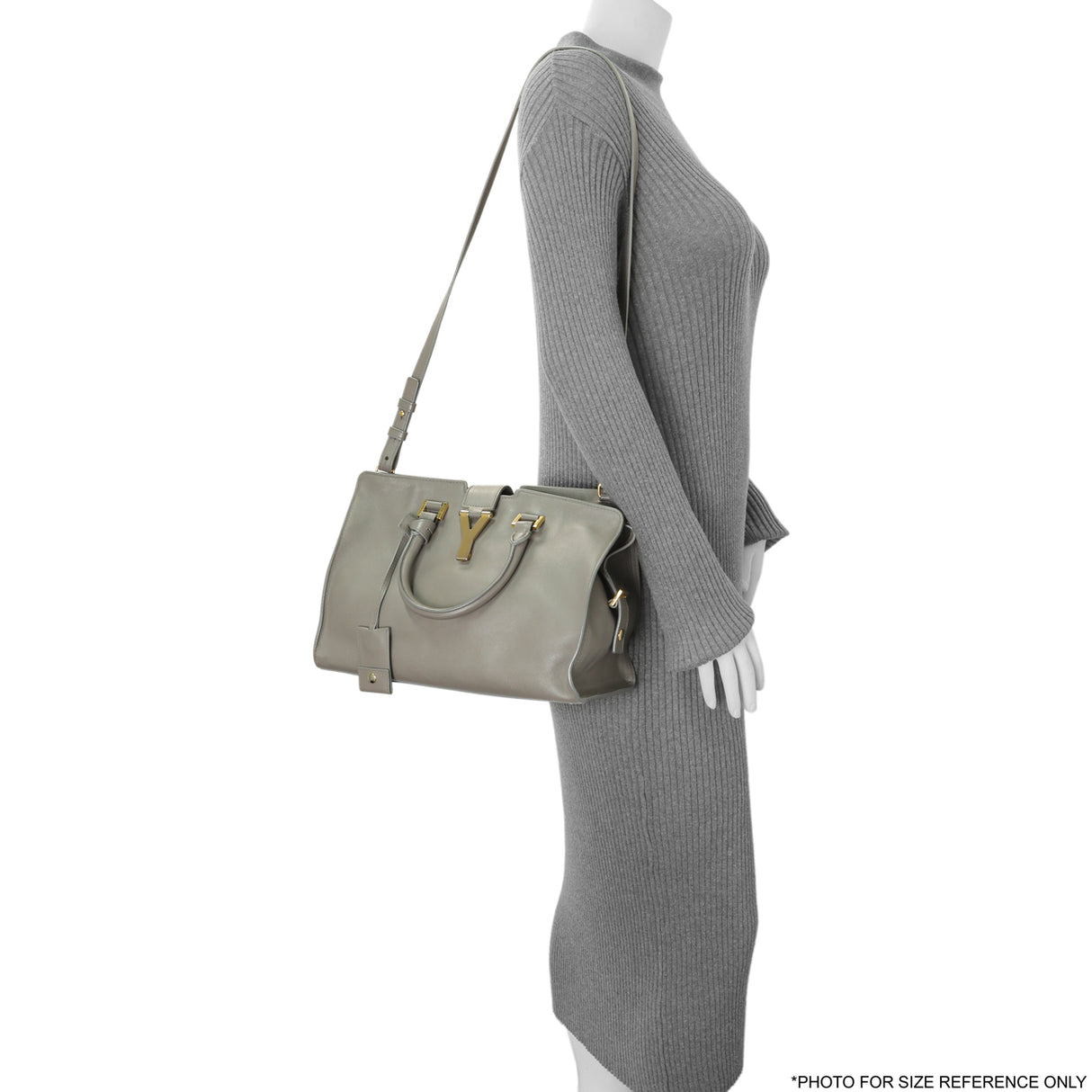 Saint Laurent Grey Calfskin Small Classic Y Cabas Handbags Saint Laurent