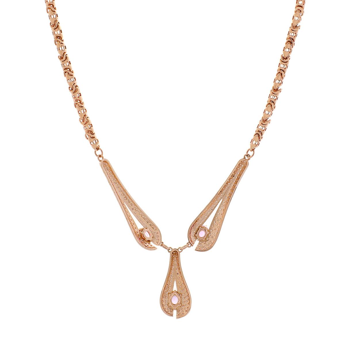 14K Rose Gold 6.18 Carat Pink Sapphire Necklace Fine Jewellery Modaselle