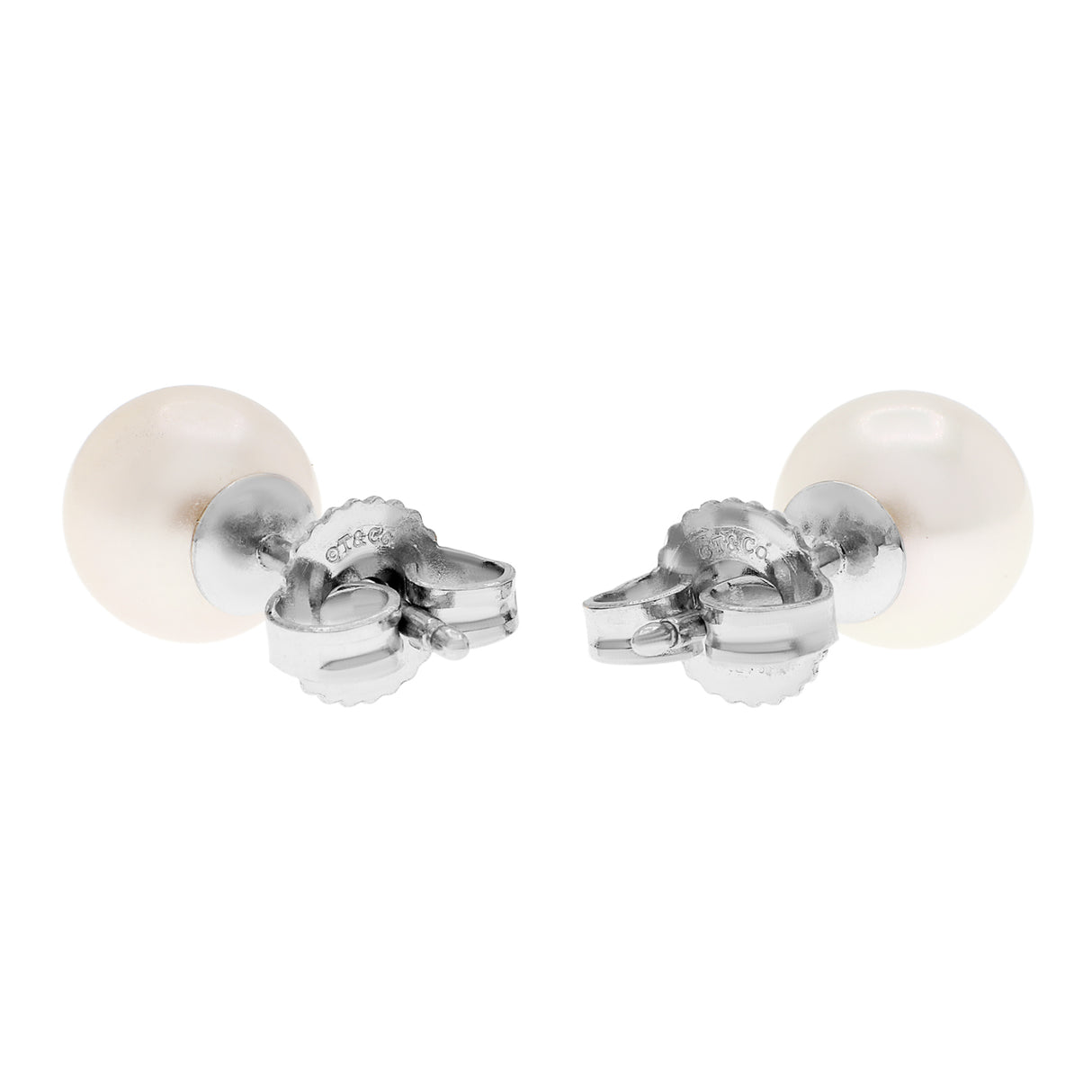 Tiffany & Co. 18K White Gold Signature Pearl Earrings Designer Jewellery Tiffany and Co