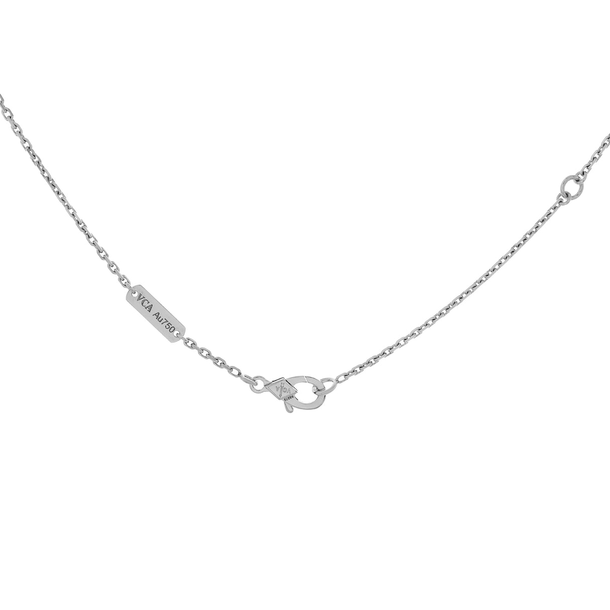 Van Cleef & Arpels 18K White Gold Guilloche Vintage Alhambra Pendant Necklace Designer Jewellery Van Cleef and Arpels