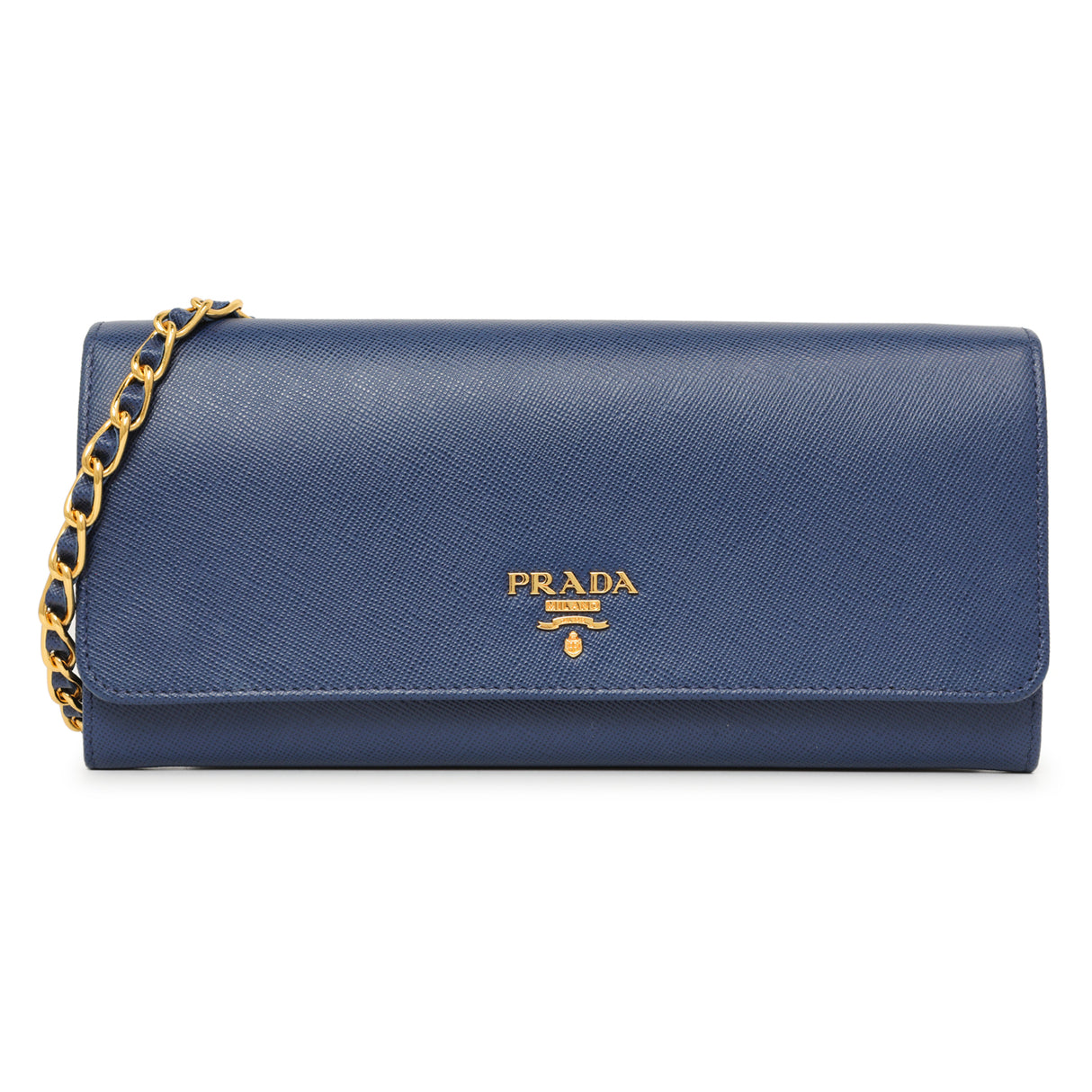Prada Blue Saffiano Chain Wallet Handbags Prada