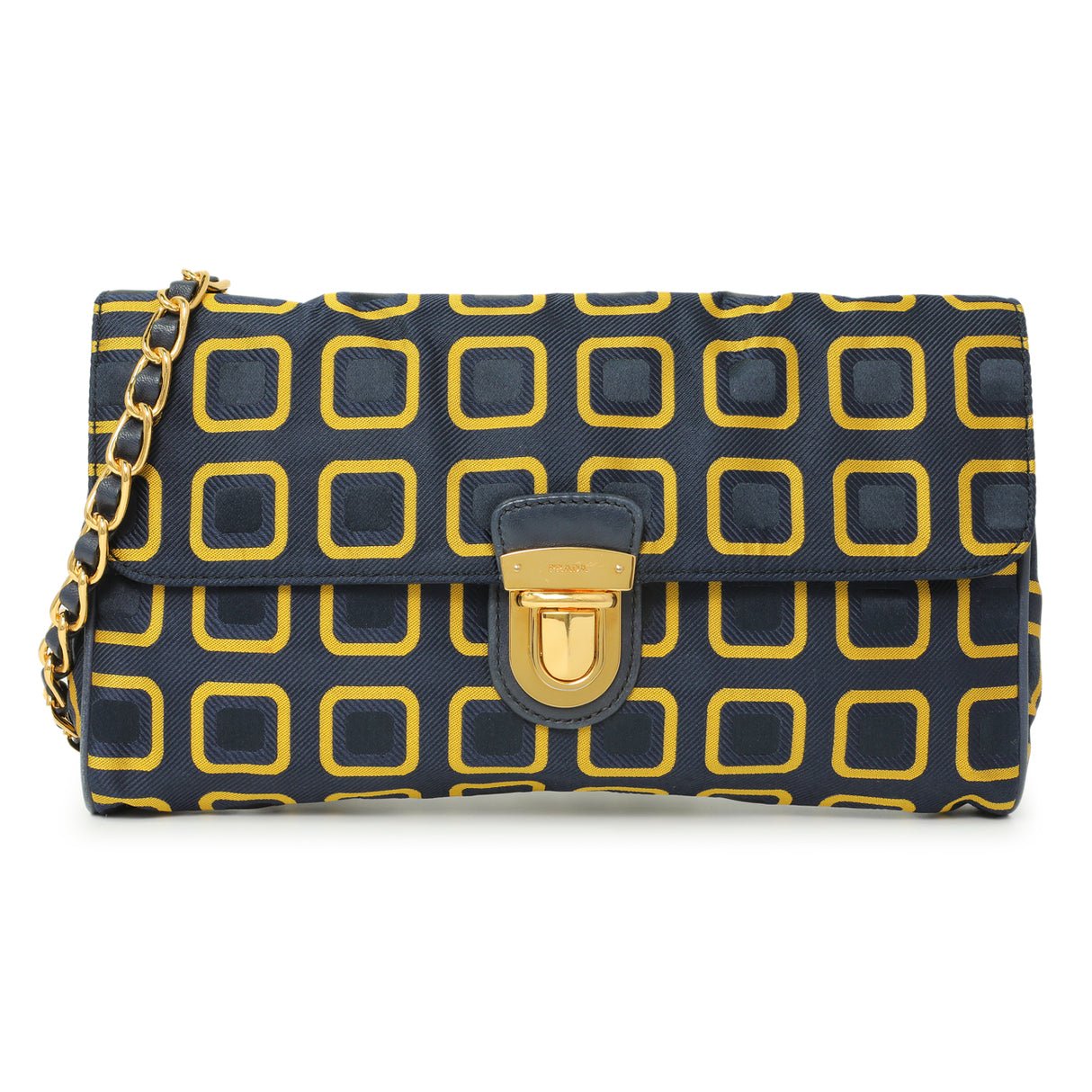 Prada Nylon Printed Holliday & Brown Flap Bag Handbags Prada