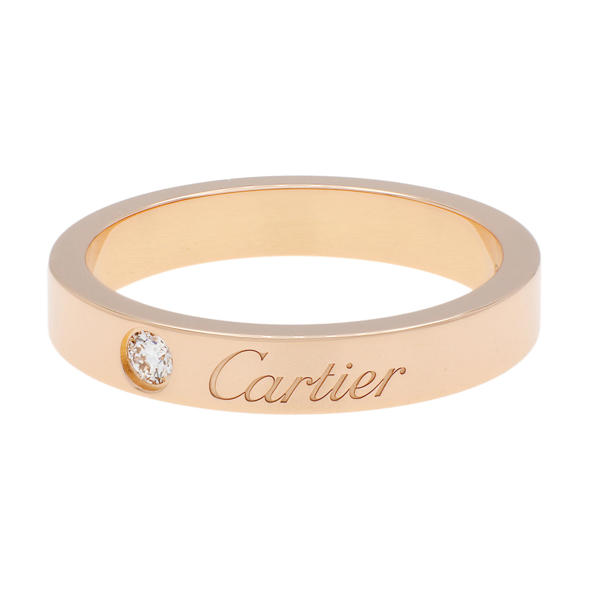 Cartier 18K Rose Gold Diamond C de Cartier Wedding Band Ring Designer Jewellery Cartier