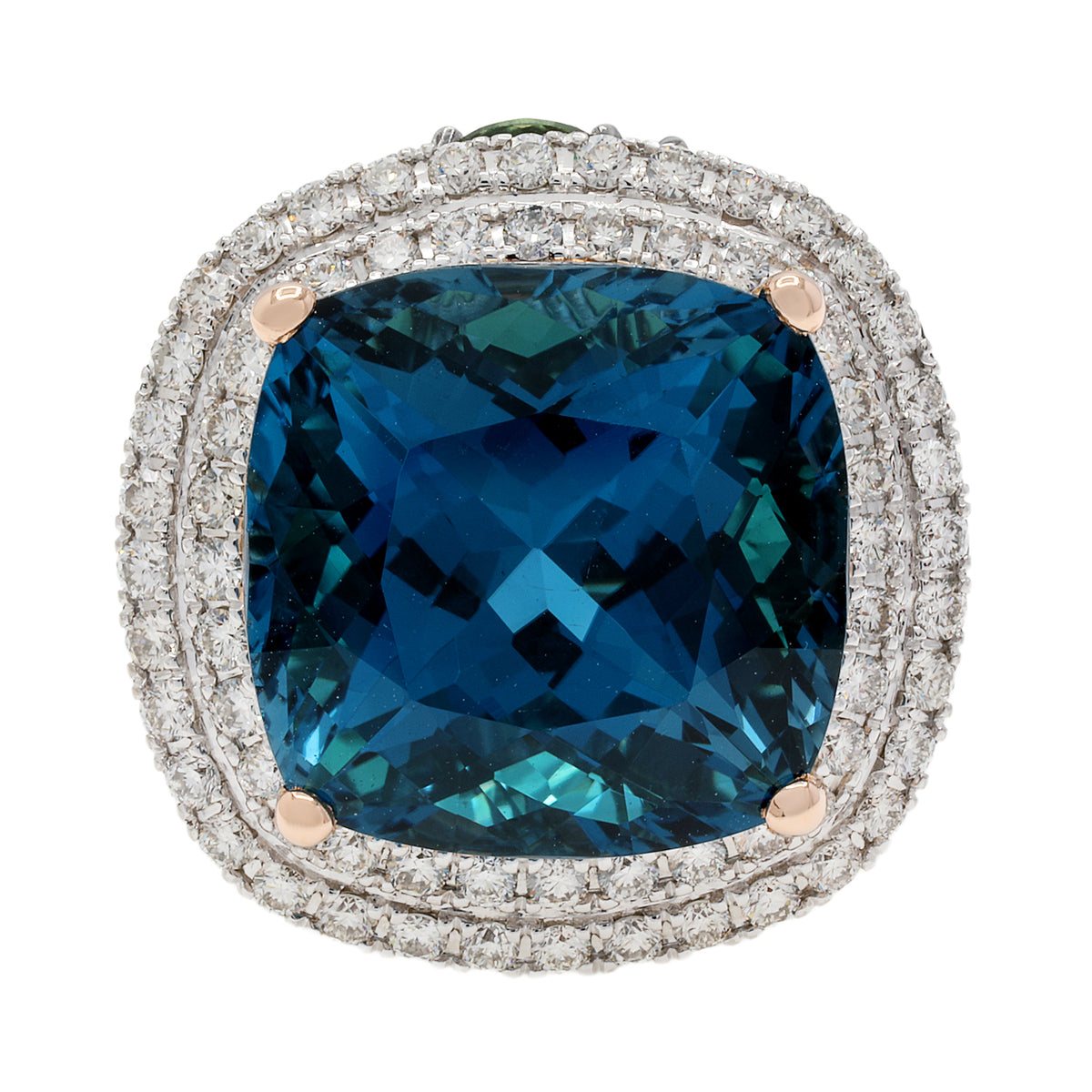 18K Rose Gold 23.46 Carat Blue Topaz Zorab Cocktail Ring Fine Jewellery Modaselle