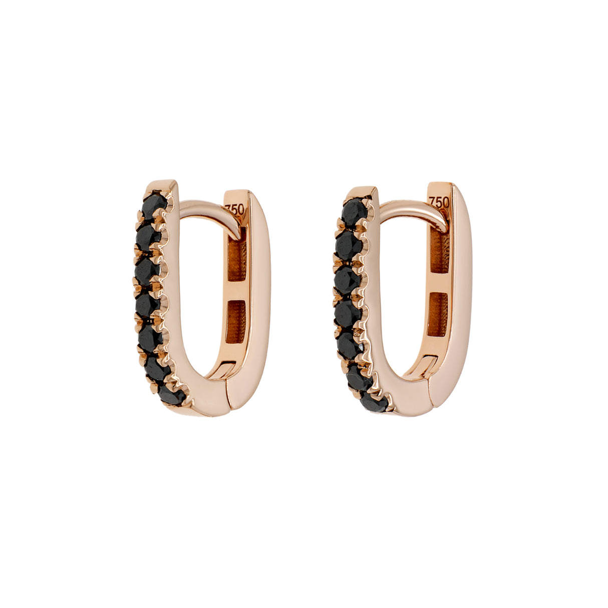 18K Rose Gold Black Diamond Huggie Earrings Fine Jewellery Modaselle