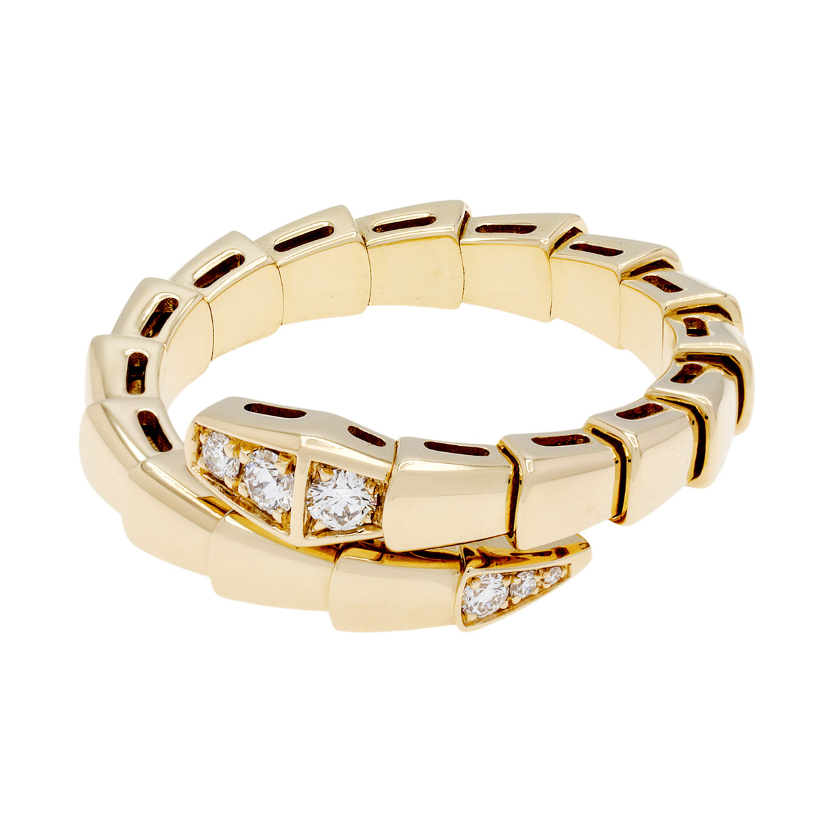 Bulgari 18K Yellow Gold Diamond Serpenti Viper Ring Designer Jewellery Bulgari