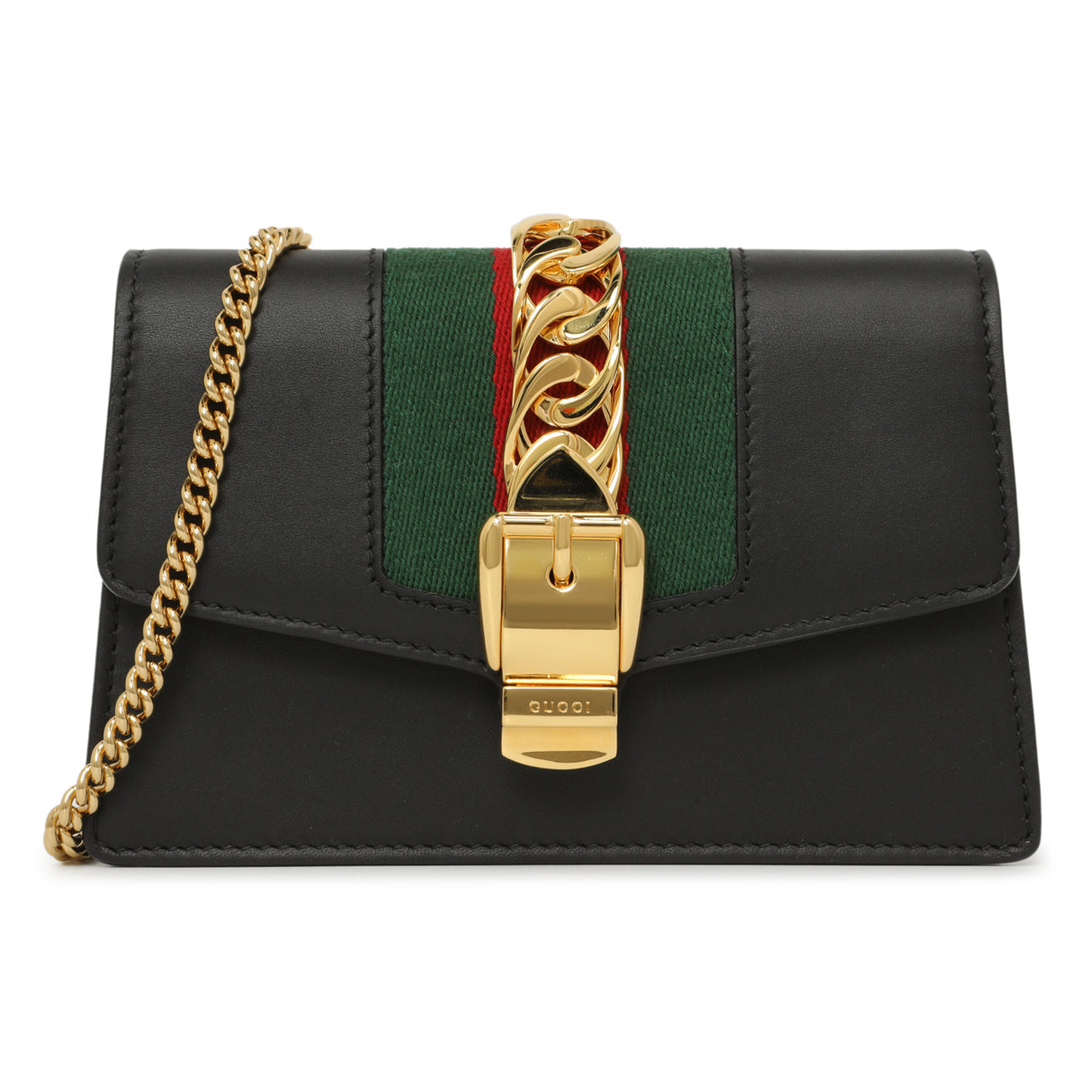 Gucci Black Calfskin Super Mini Sylvie Chain Bag Handbags Gucci