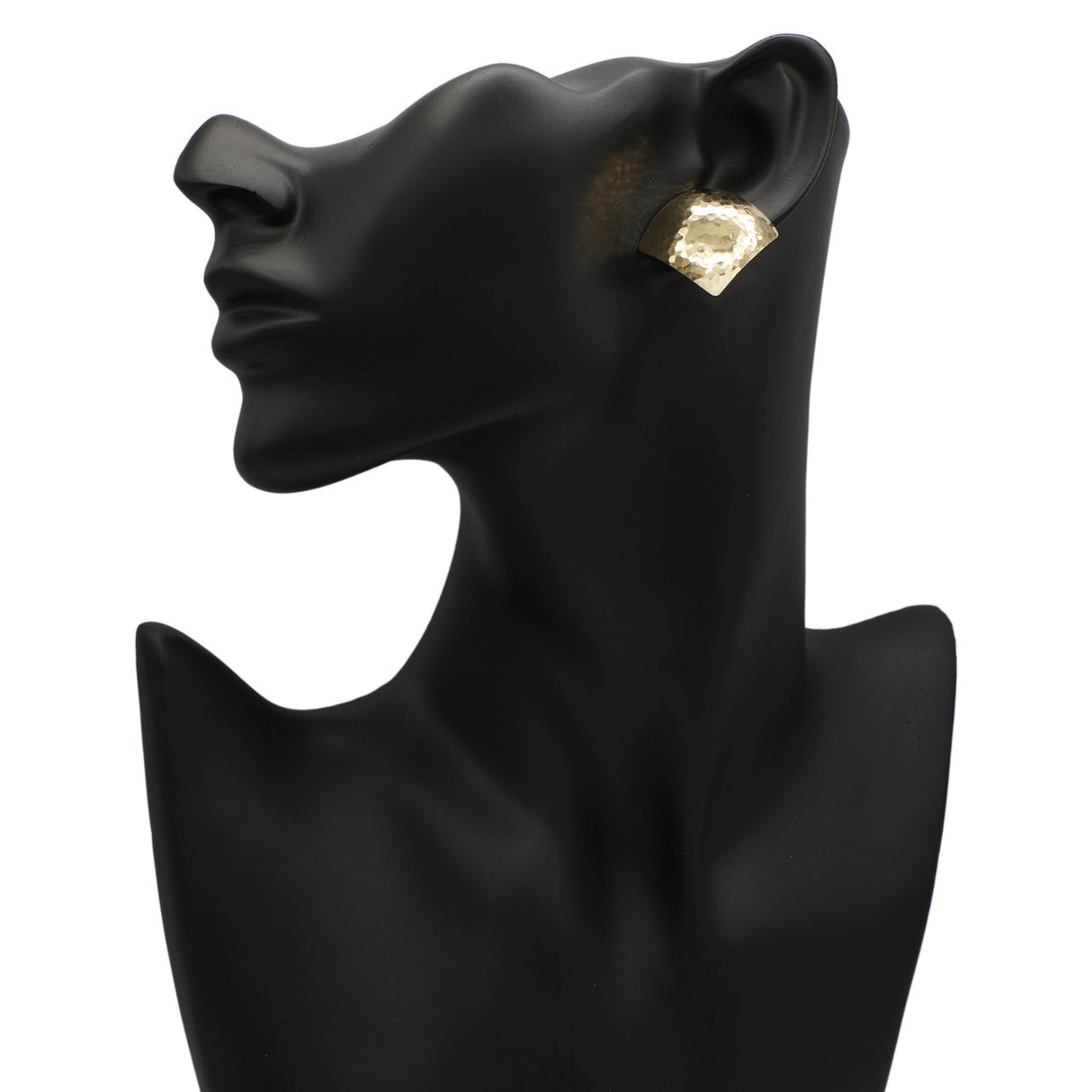 14K Yellow Gold Hammer Finished Earrings Modaselle