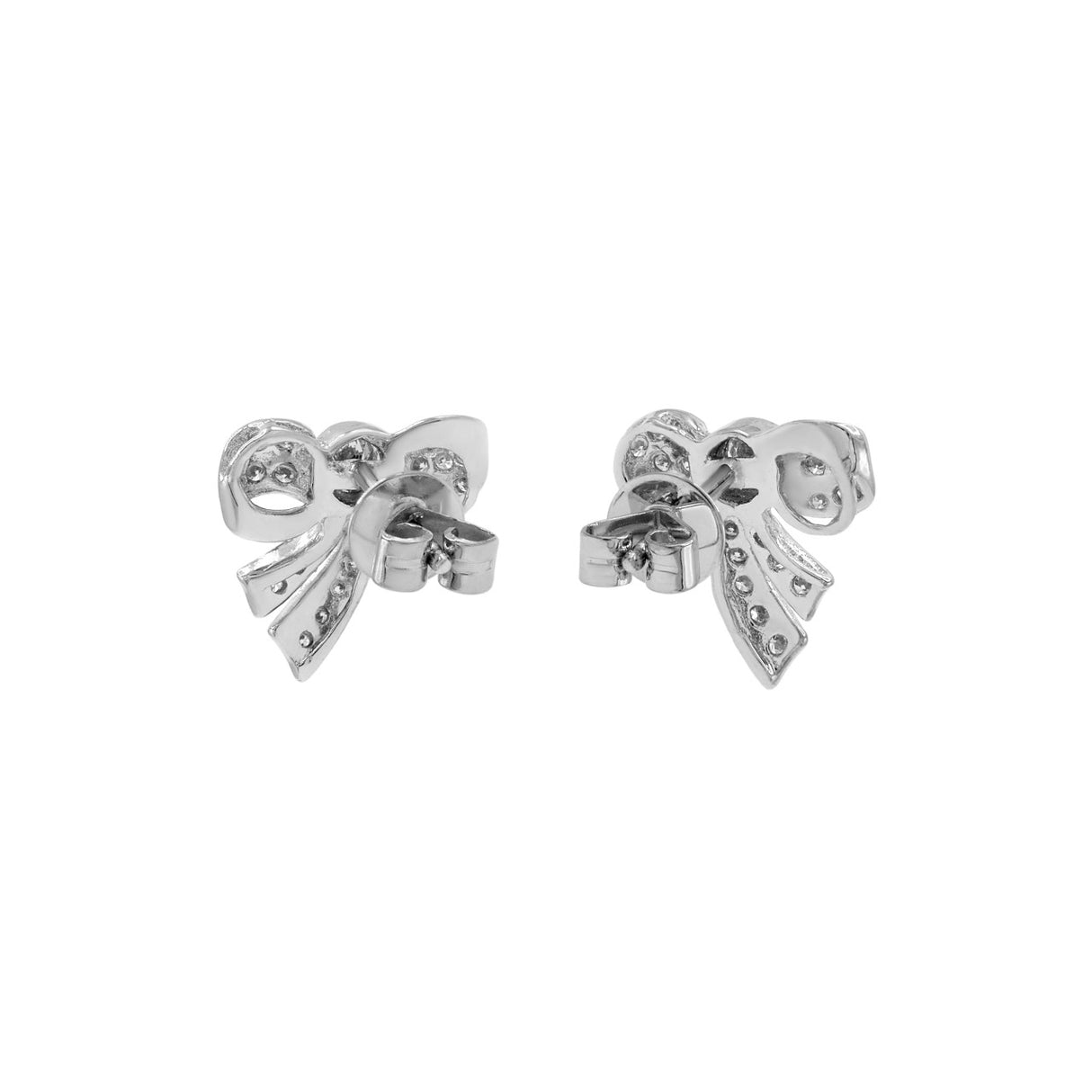 18K White Gold 0.38 Carat Diamond Bow Earrings Modaselle