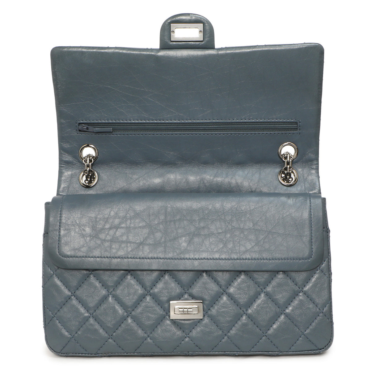 Chanel Blue Quilted Aged Calfskin 2.55 Reissue Double Flap 226 Handbags Chanel