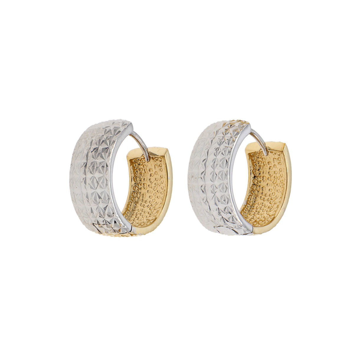 18K White & Yellow Gold Hoop Earrings Modaselle