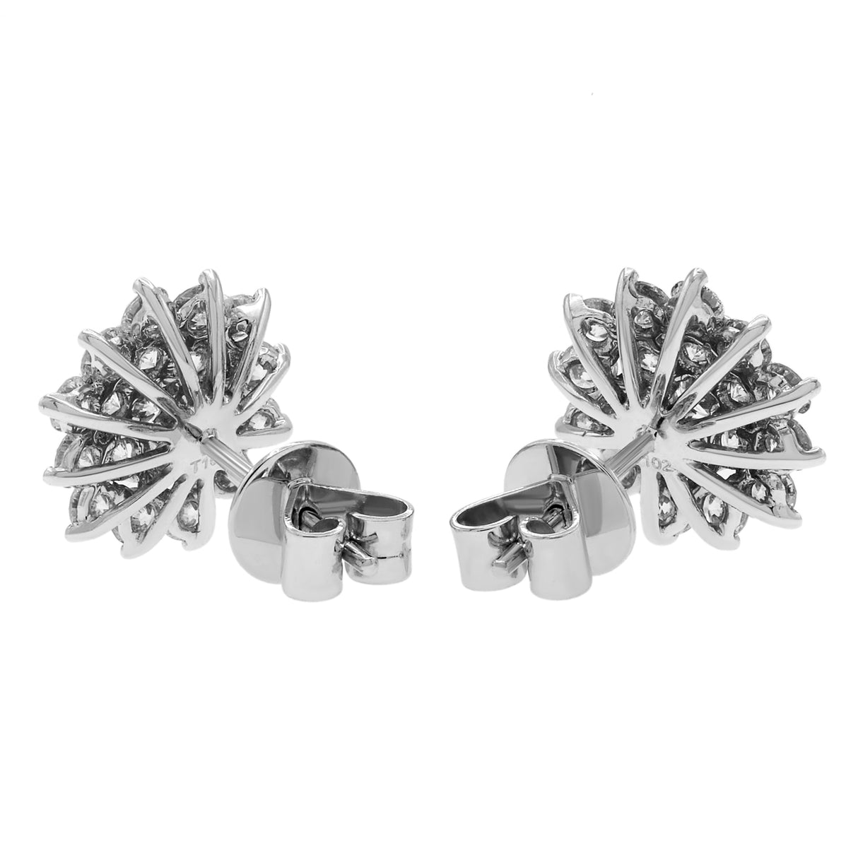 18K White Gold 2.24 Carat Cluster Diamond Earrings Fine Jewellery Modaselle