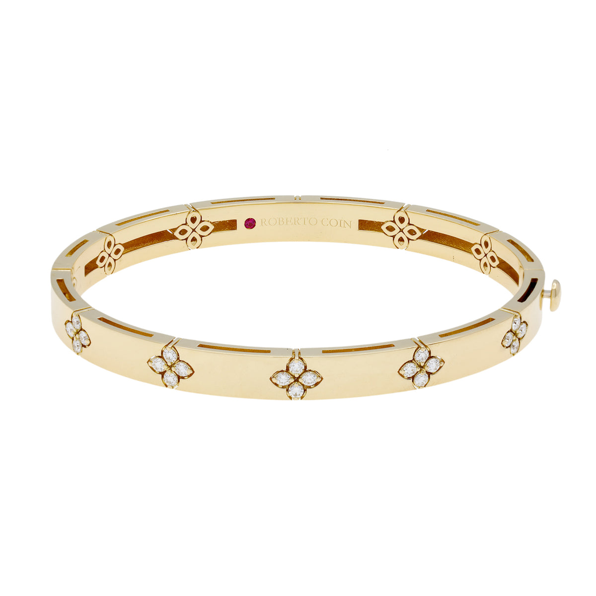 Roberto Coin 18K Yellow Gold Love In Verona Medium Diamond Accent Bangle Fine Jewellery Modaselle
