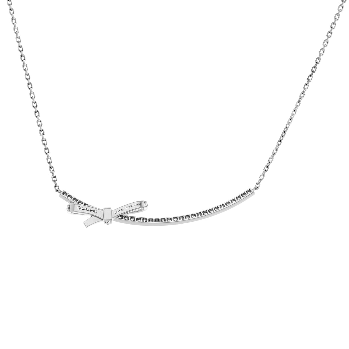 Chanel 18K White Gold Diamond Ruban Short Necklace Designer Jewellery Chanel
