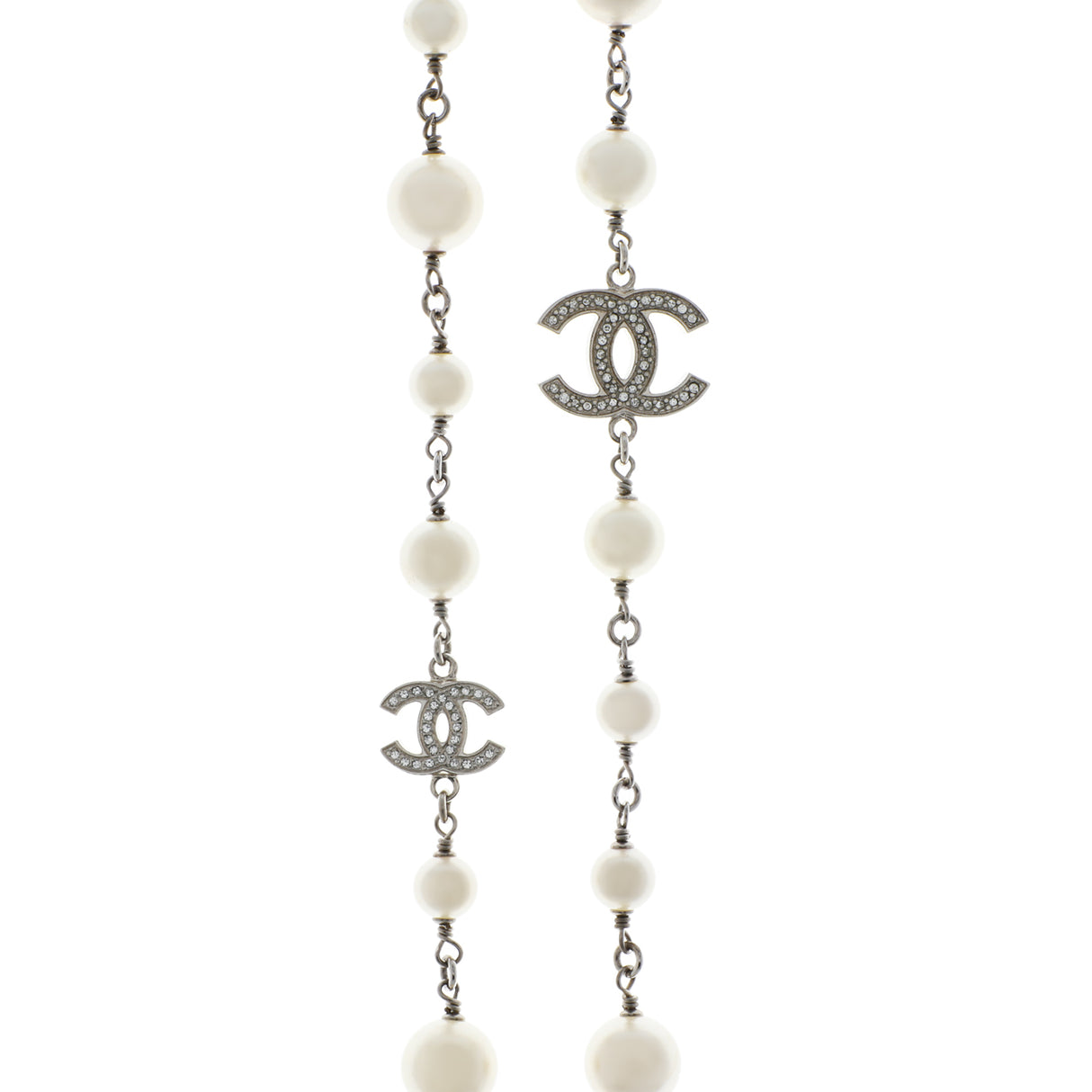 Chanel Pearl Crystal CC Long Necklace Designer Jewellery Chanel