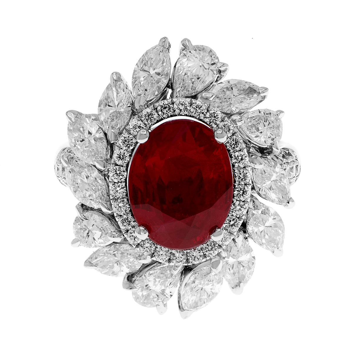 Platinum 4.05 Carat Ruby Diamond Ring Fine Jewellery Modaselle