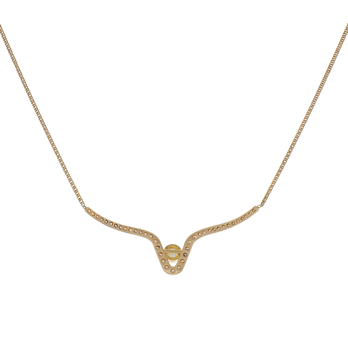 14K Yellow Gold Lavaliere 0.66 Carat Diamond Necklace Fine Jewellery Modaselle