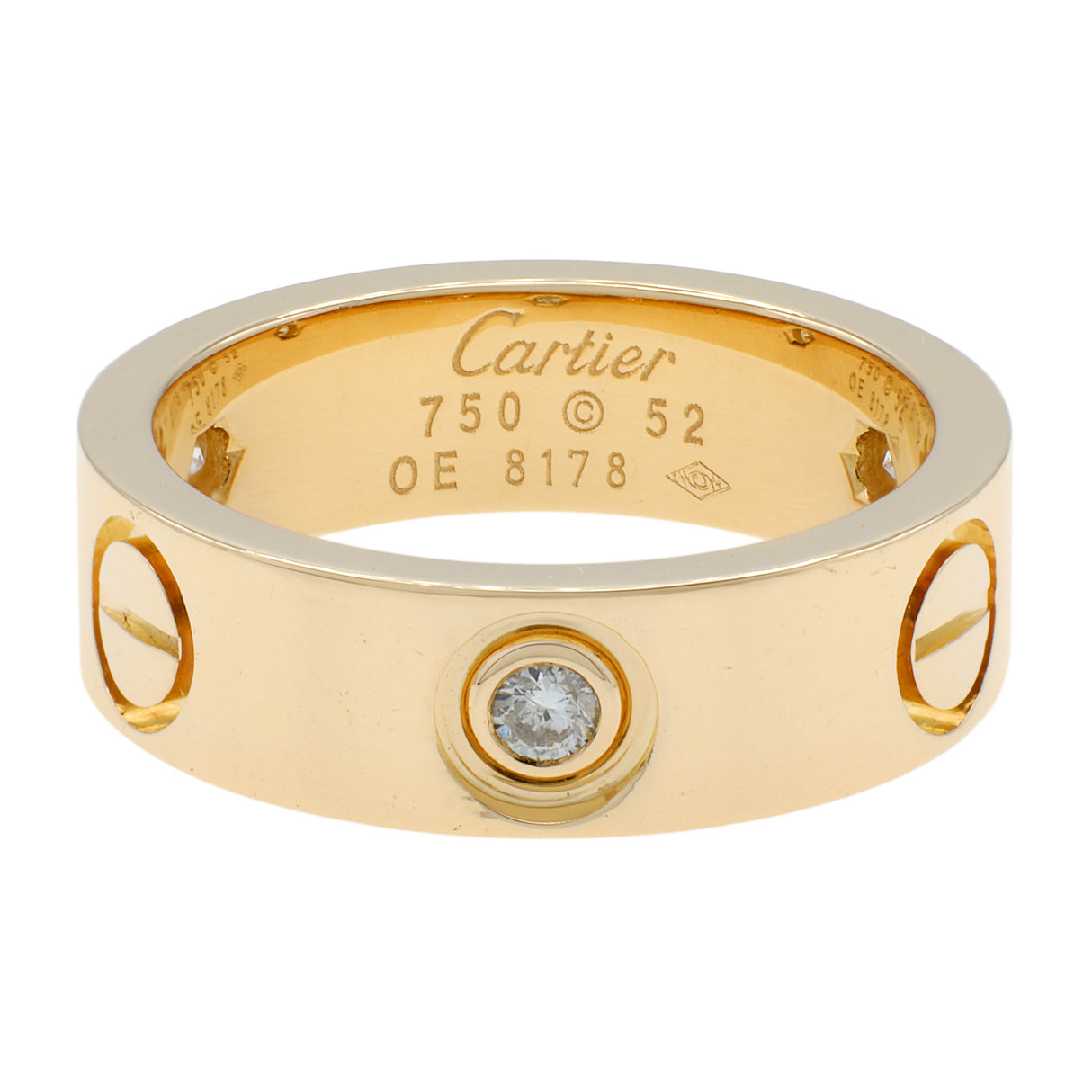 Cartier 18K Yellow Gold 3 Diamond Love Ring Designer Jewellery Cartier