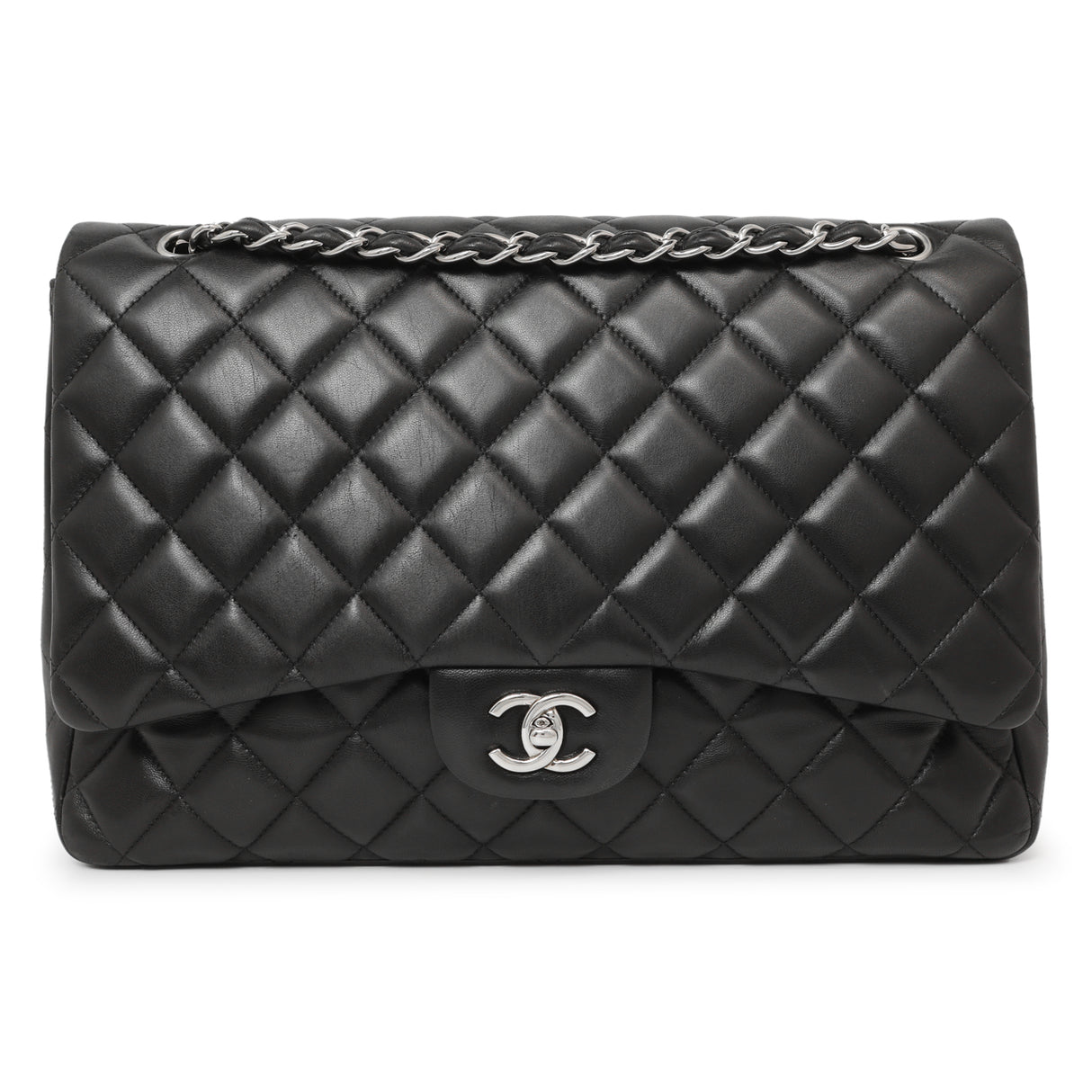 Chanel Black Quilted Lambskin Maxi Single Flap Handbags Chanel