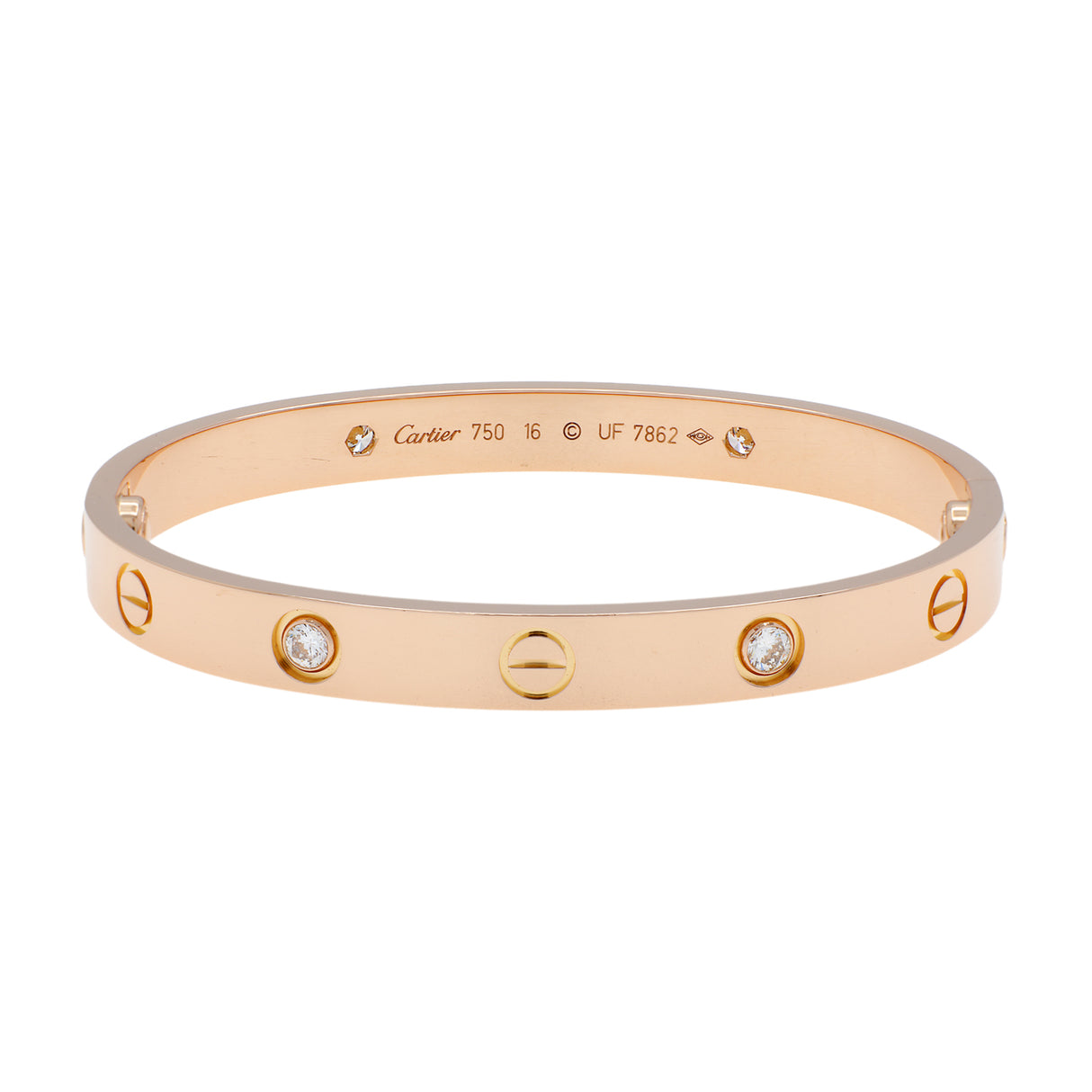 Cartier 18K Rose Gold 4 Diamond Love Bracelet Designer Jewellery Cartier