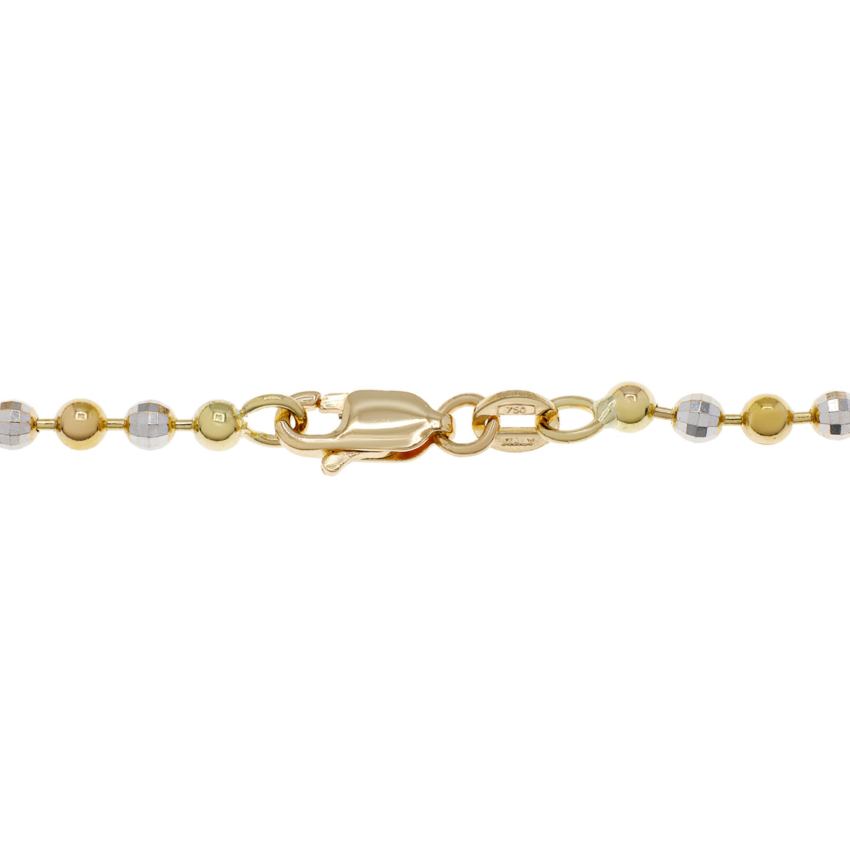 18K Yellow/White Gold Italian Bead Bracelet Fine Jewellery Modaselle
