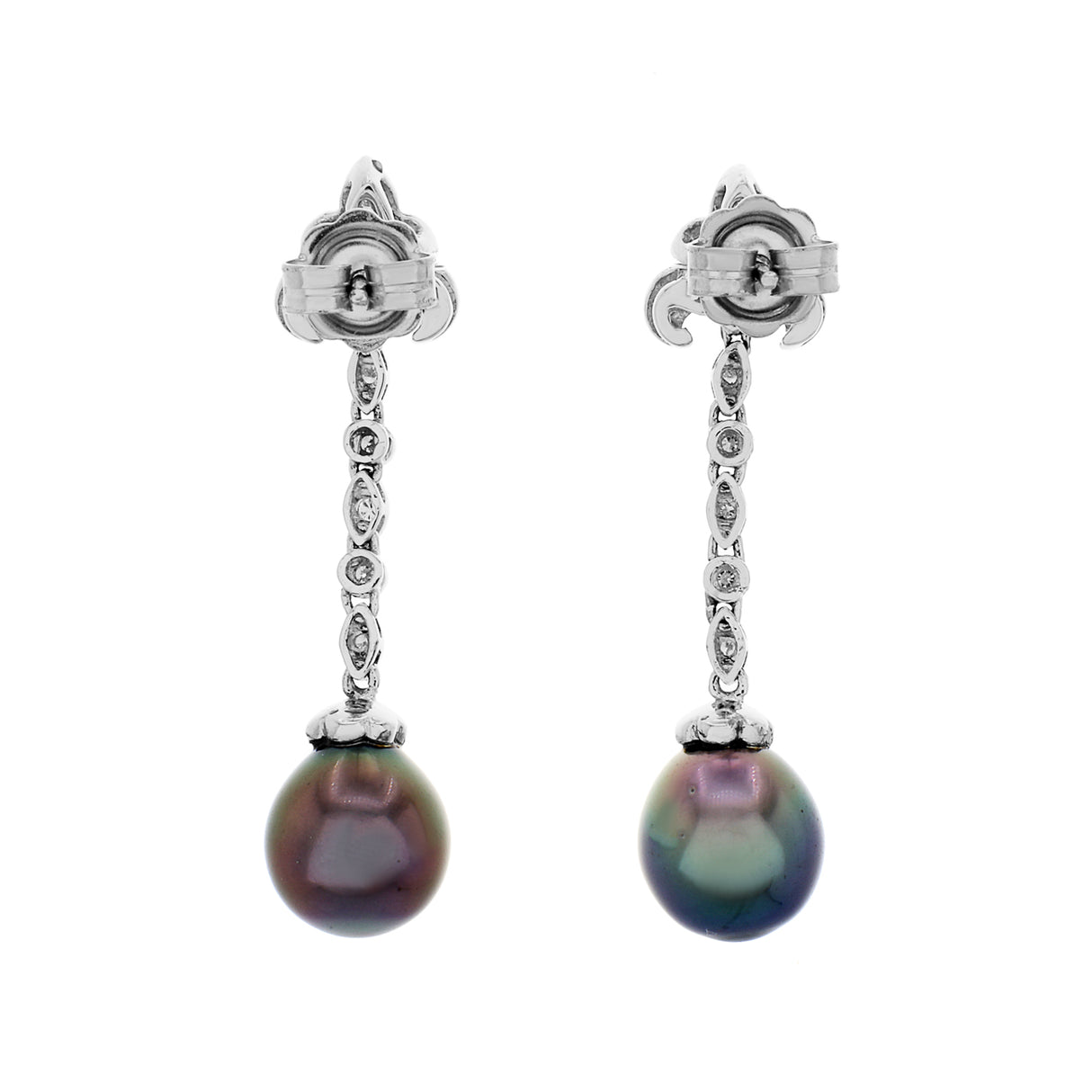 18K White Gold Tahitian South Sea Pearl Drop Earrings Fine Jewellery Modaselle