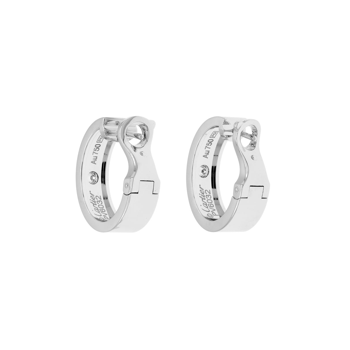 Cartier 18K White Gold Diamond Love Earrings Designer Jewellery Cartier